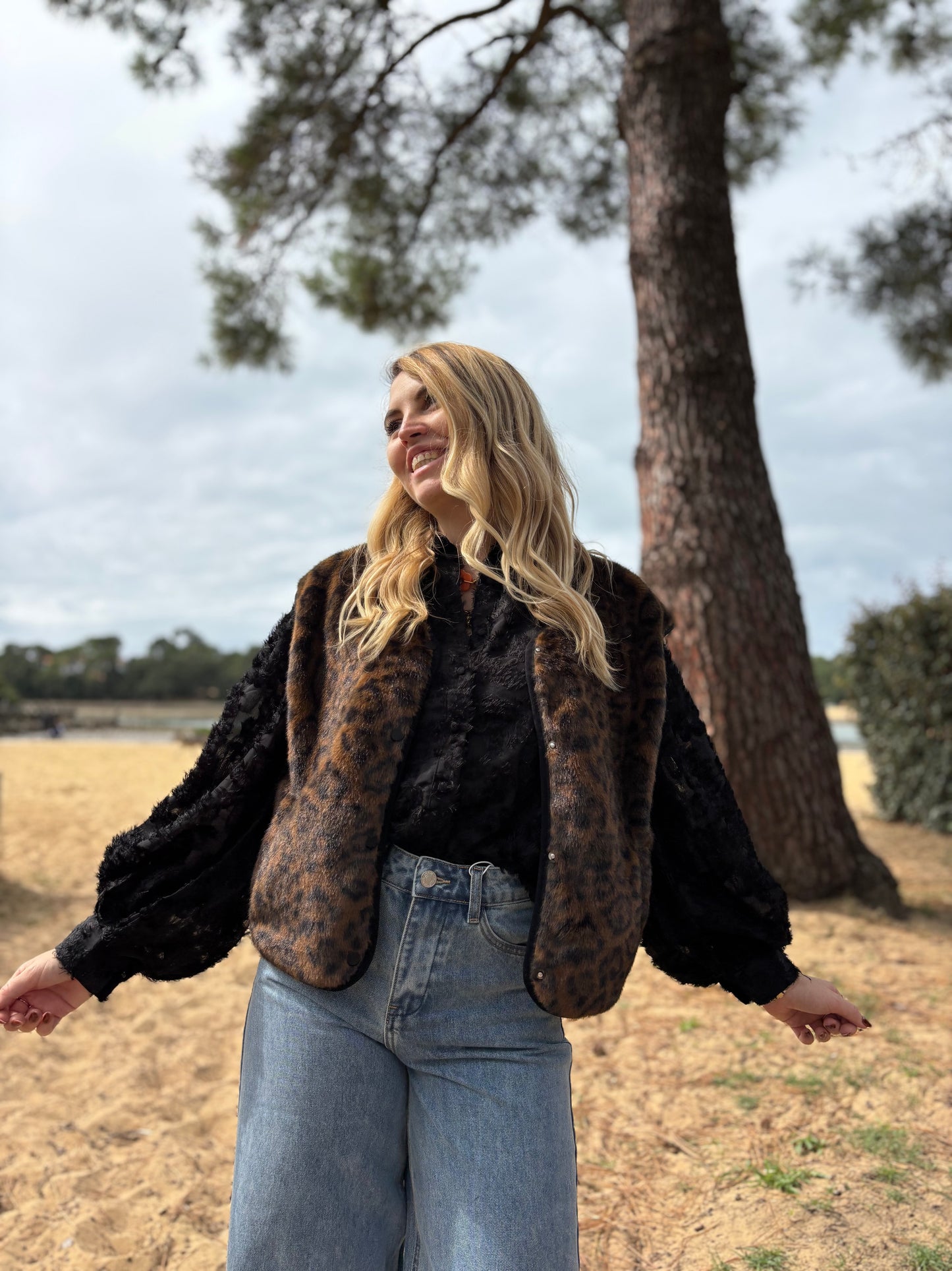 Veste sans manches MYO Léopard chocolat