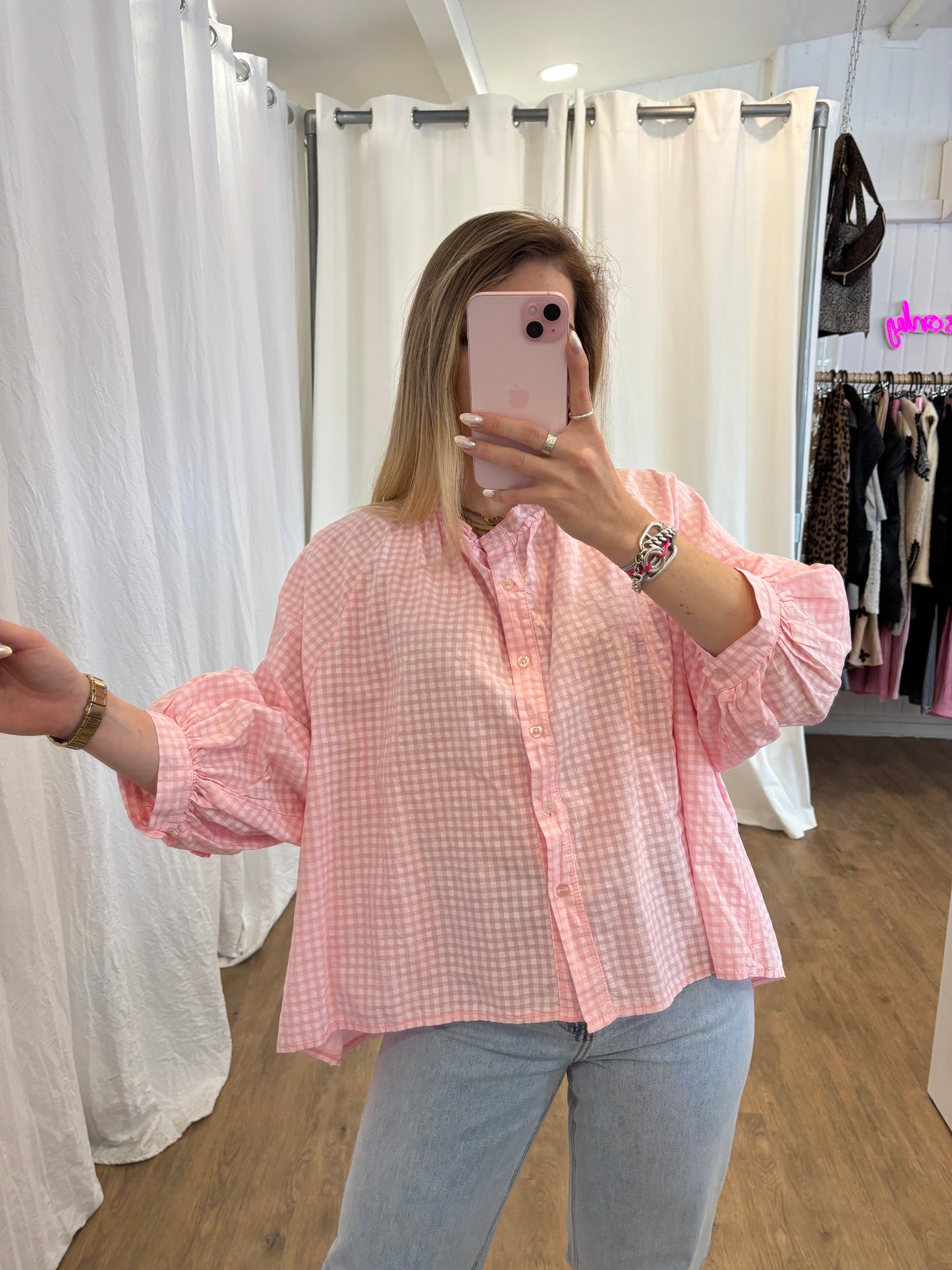 Chemise JOSEPHINE Vichy Rose clair