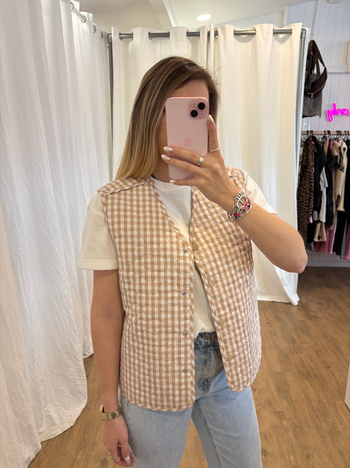 Veste sans manches LUCILE Beige réversible