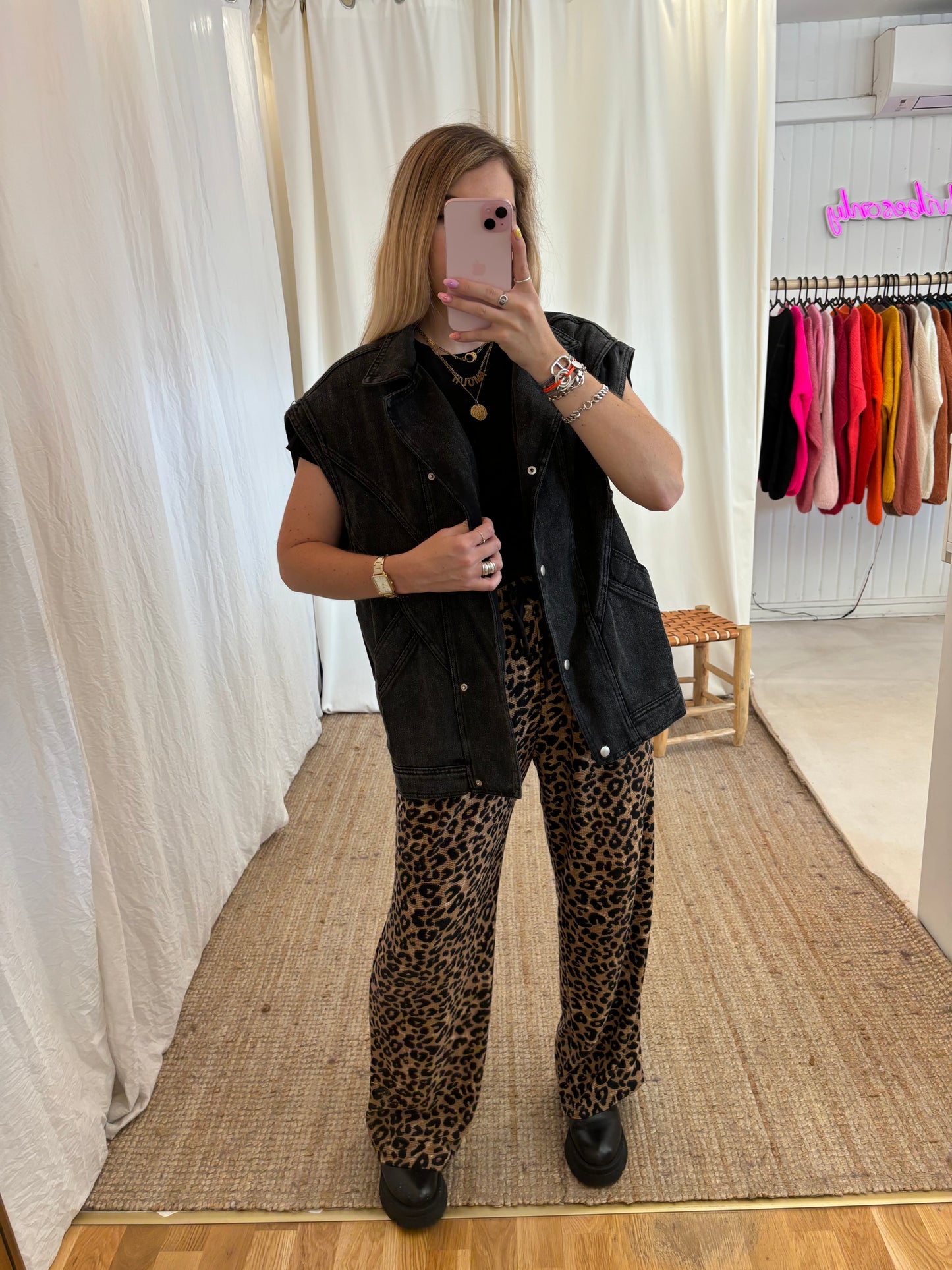 Veste oversize sans manches CAMILLE Noir