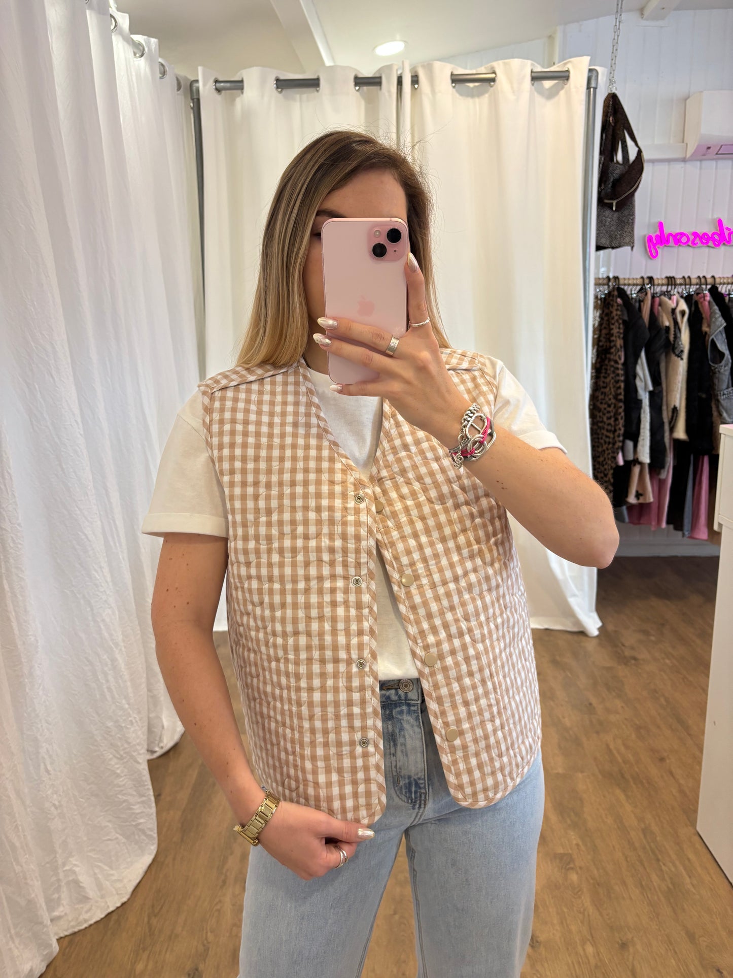 Veste sans manches LUCILE Beige réversible