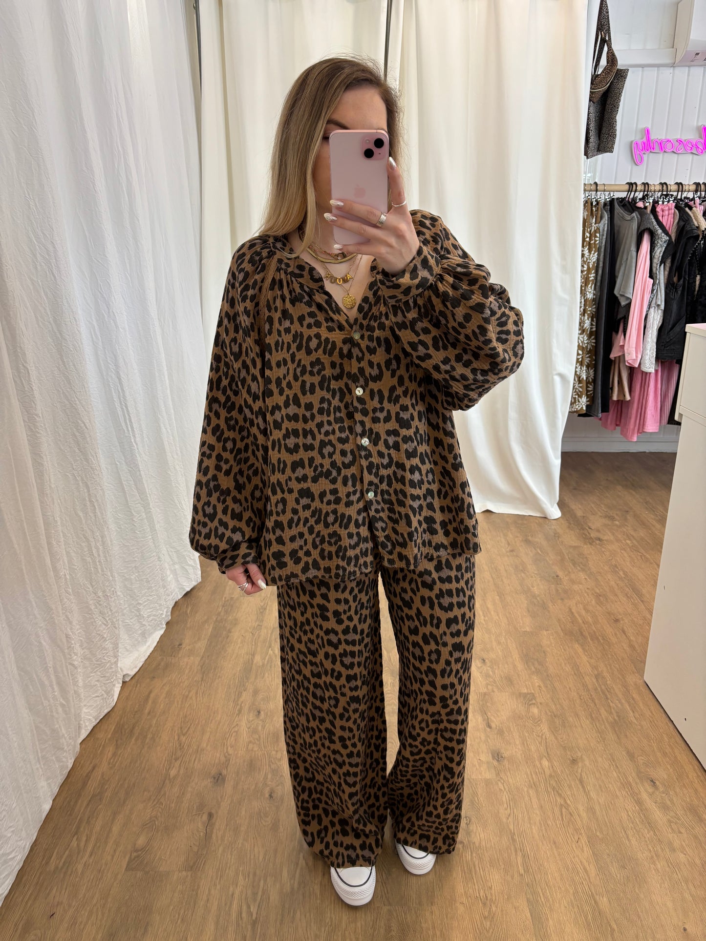 Pantalon LYA Léopard Camel