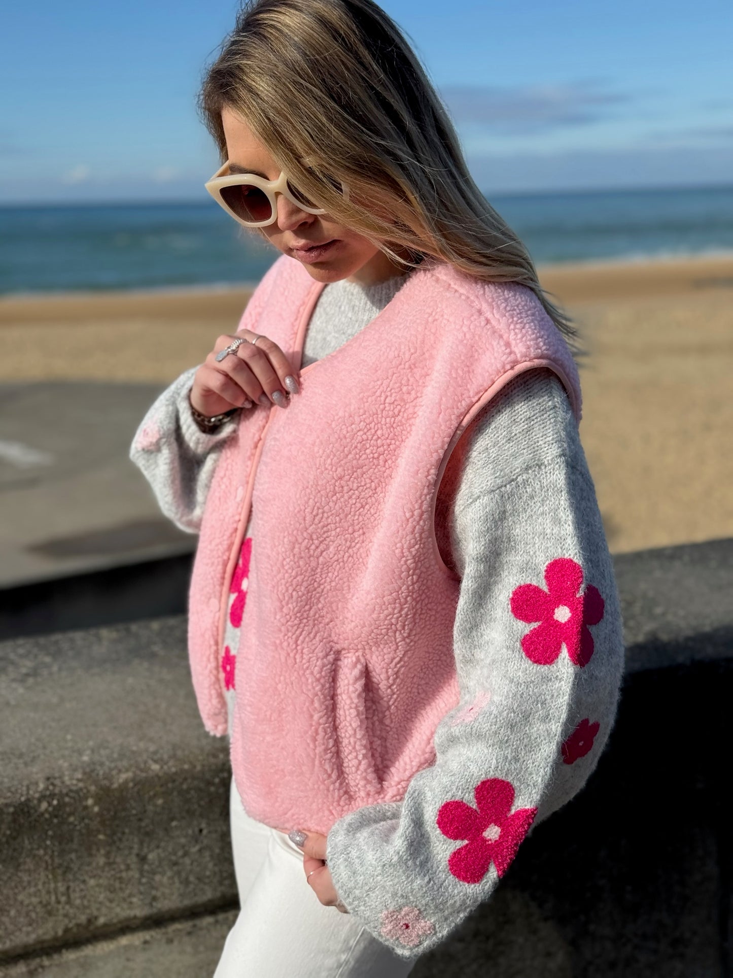 Veste sans manches ABY Rose clair