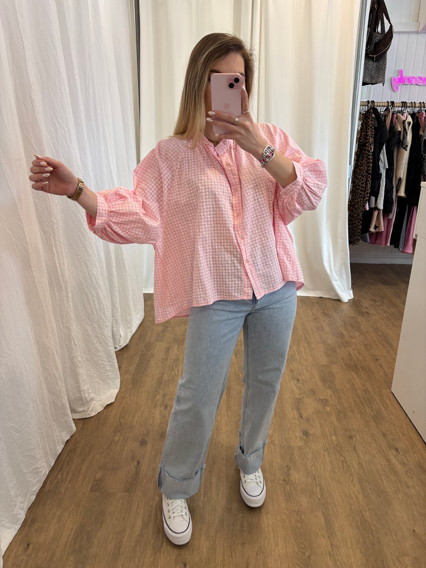 Chemise JOSEPHINE Vichy Rose clair