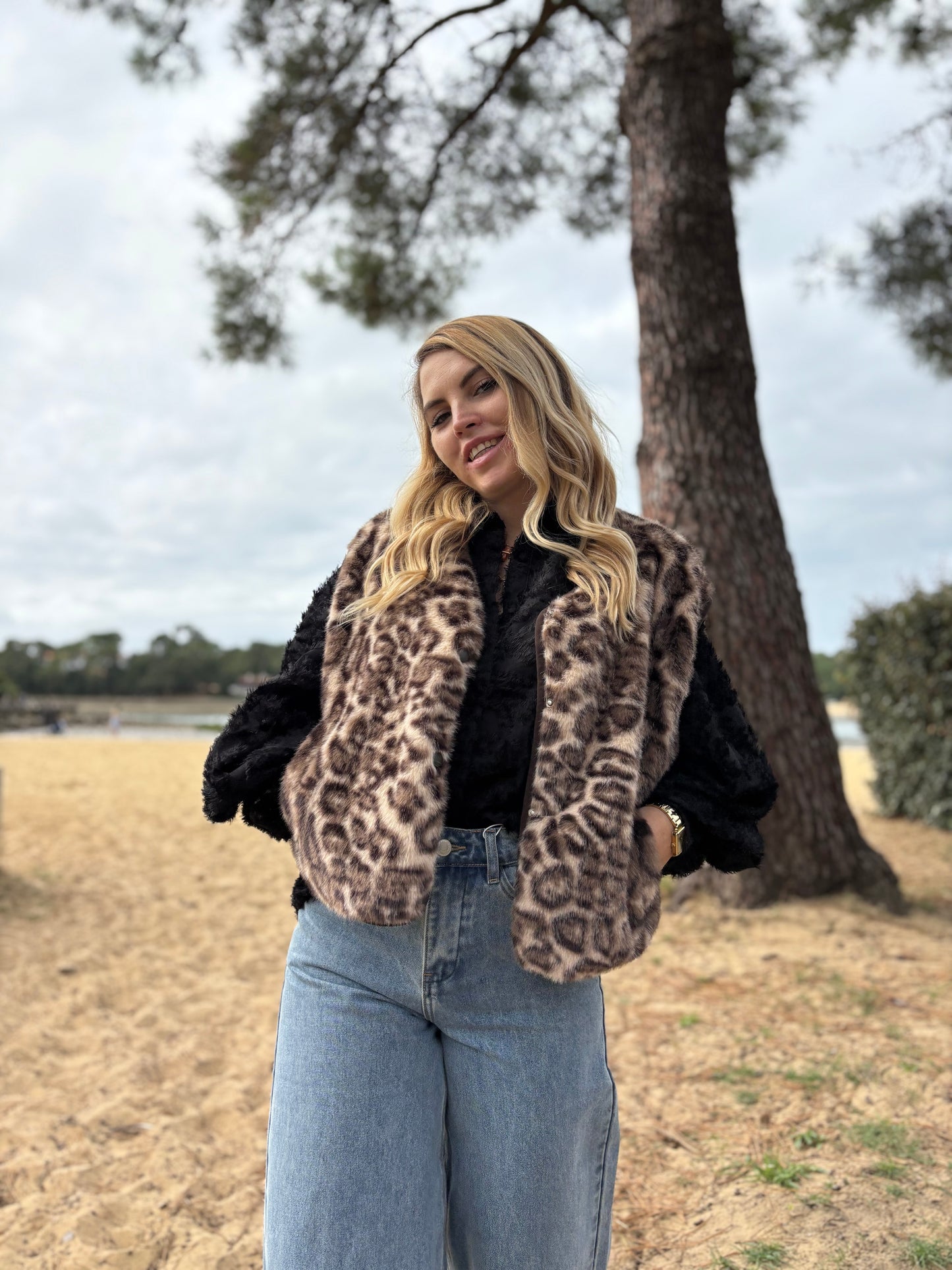 Veste sans manches MYO Léopard beige