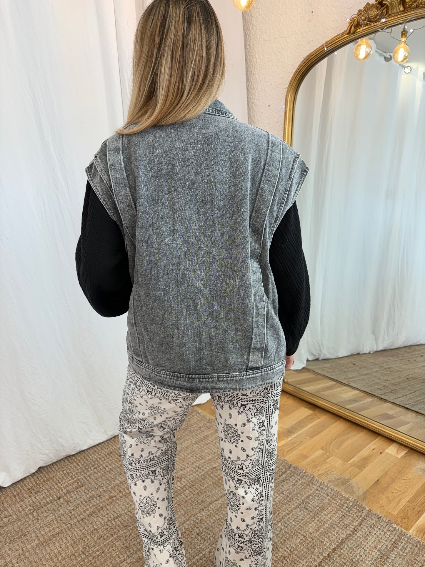 Veste oversize sans manches CAMILLE Gris