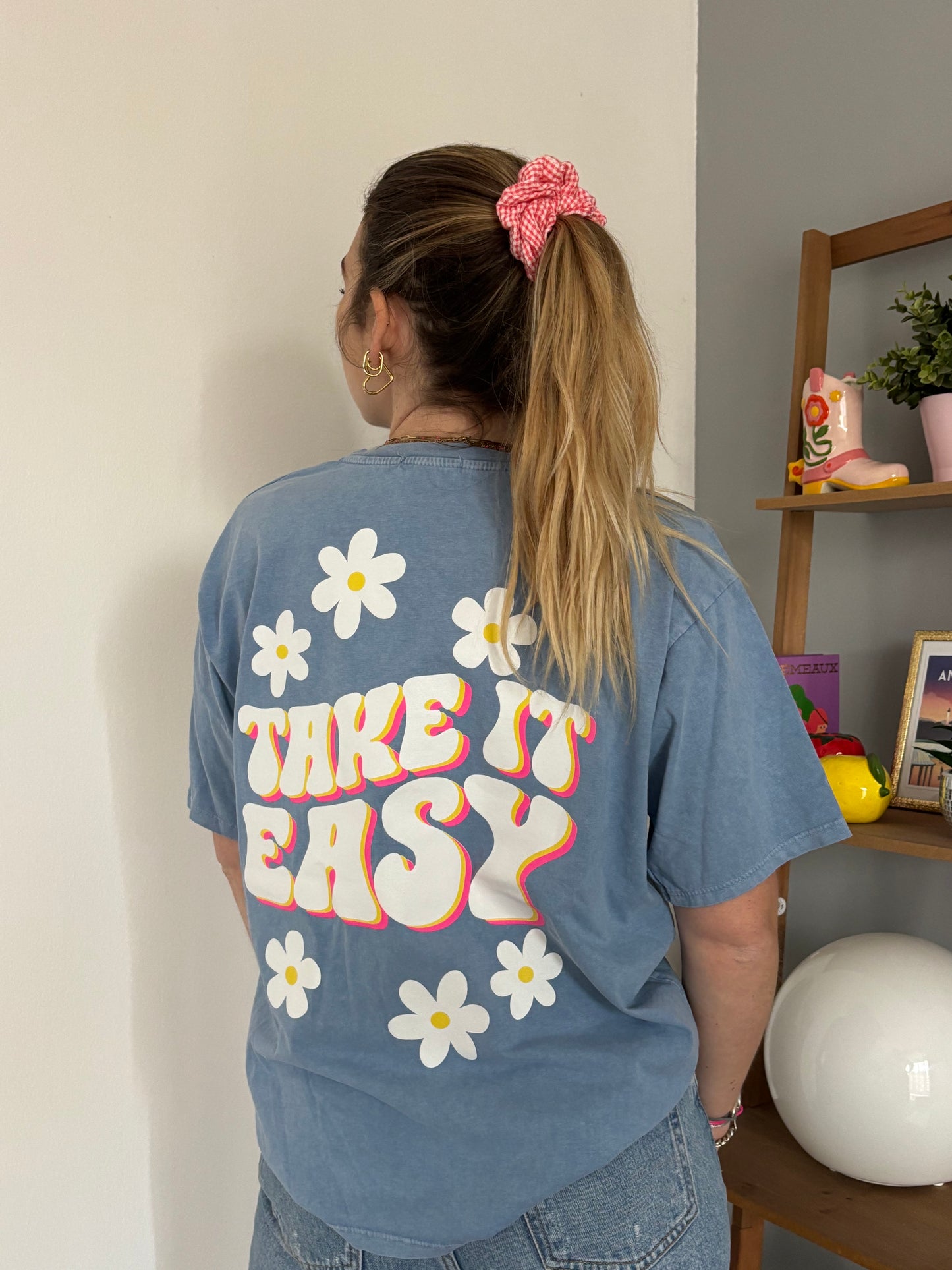 T-shirt TAKE IT EASY Bleu