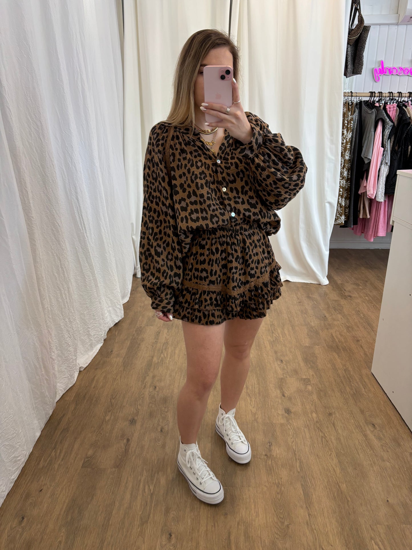 Short LYA Léopard Camel