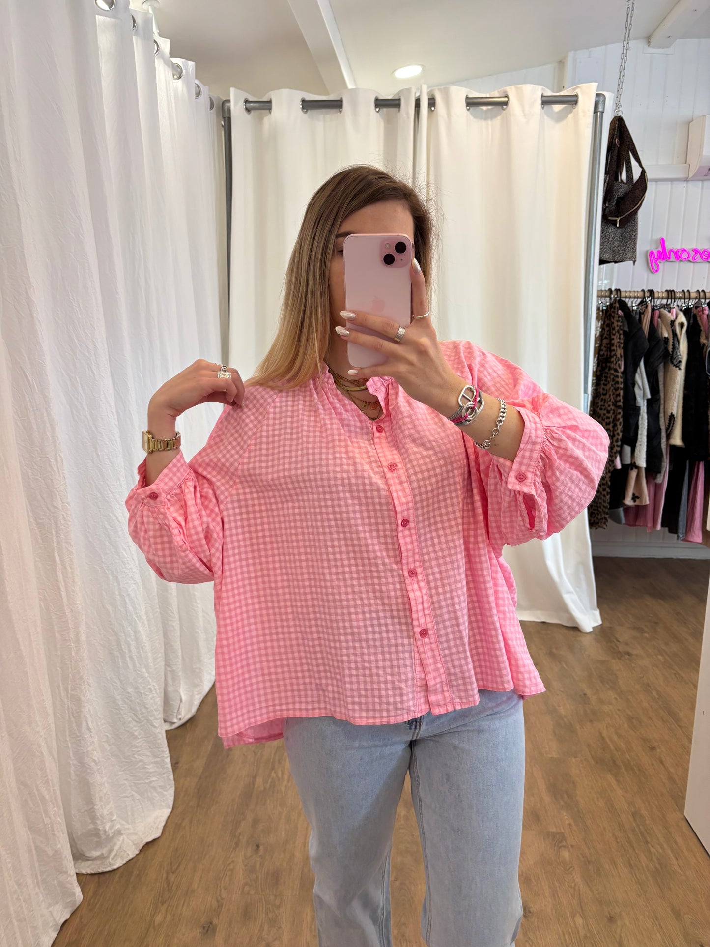 Chemise JOSEPHINE Vichy Rose