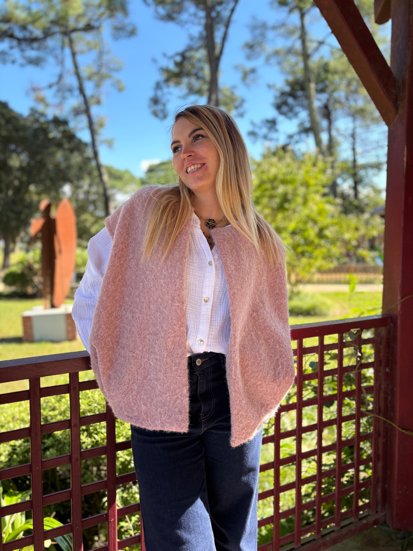Veste sans manches LILI Vieux Rose