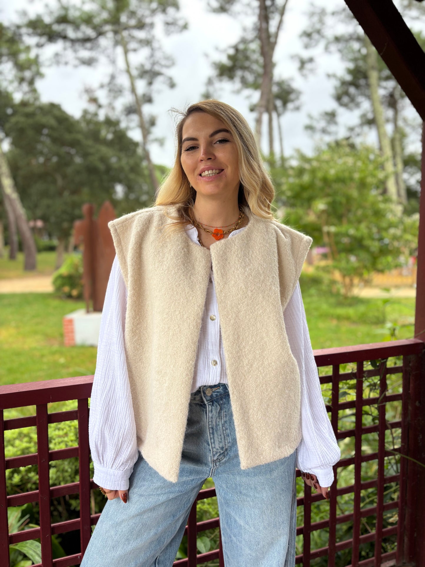 Veste sans manches LILI Écru