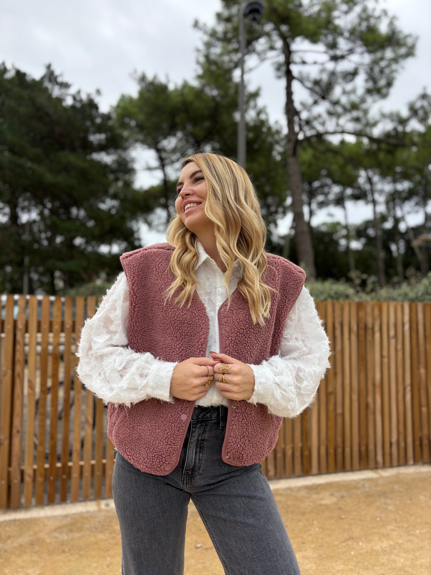 Veste sans manches ABY Rose foncé