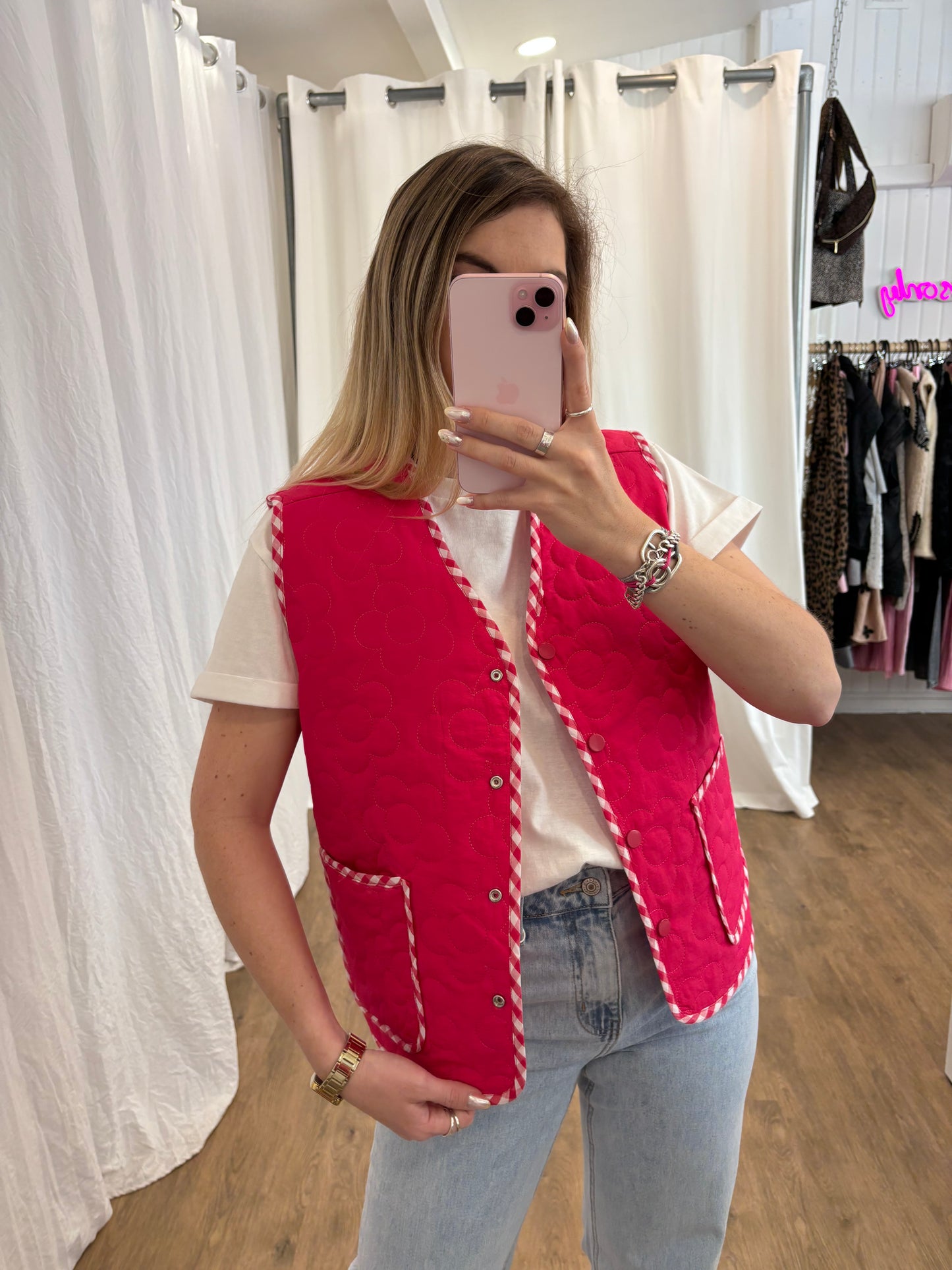 Veste sans manches LUCILE Framboise réversible