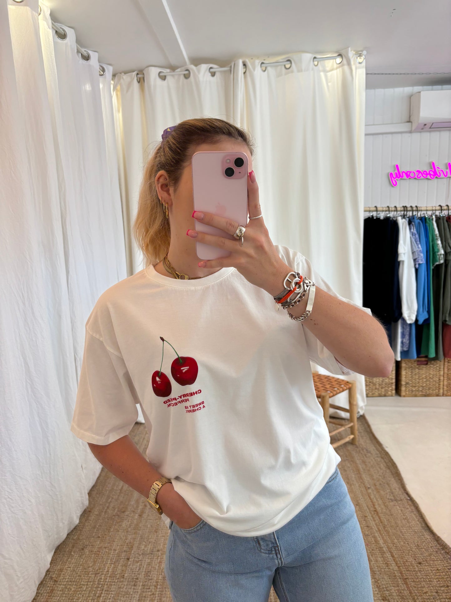 T-shirt CERISE Blanc