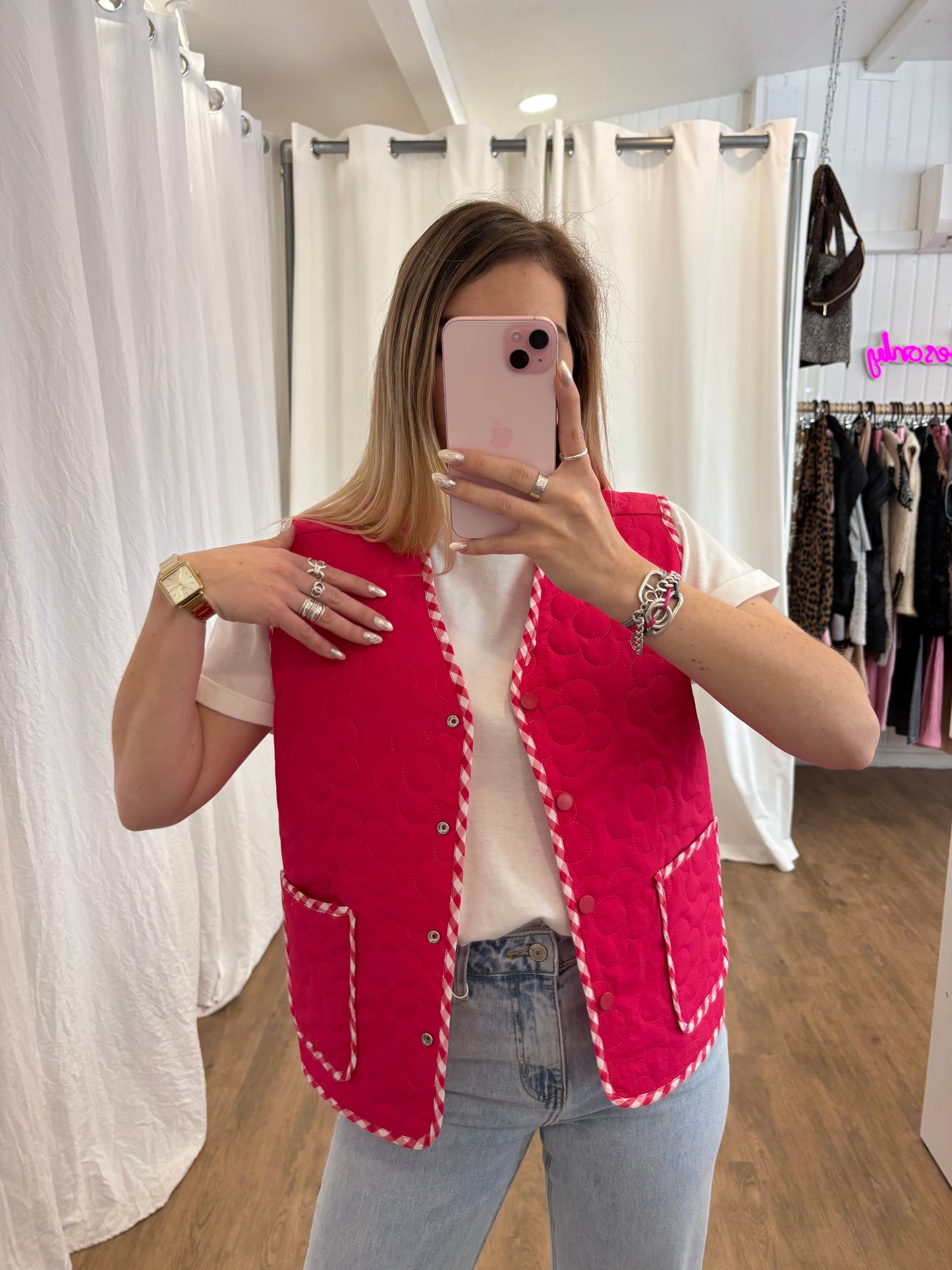 Veste sans manches LUCILE Framboise réversible