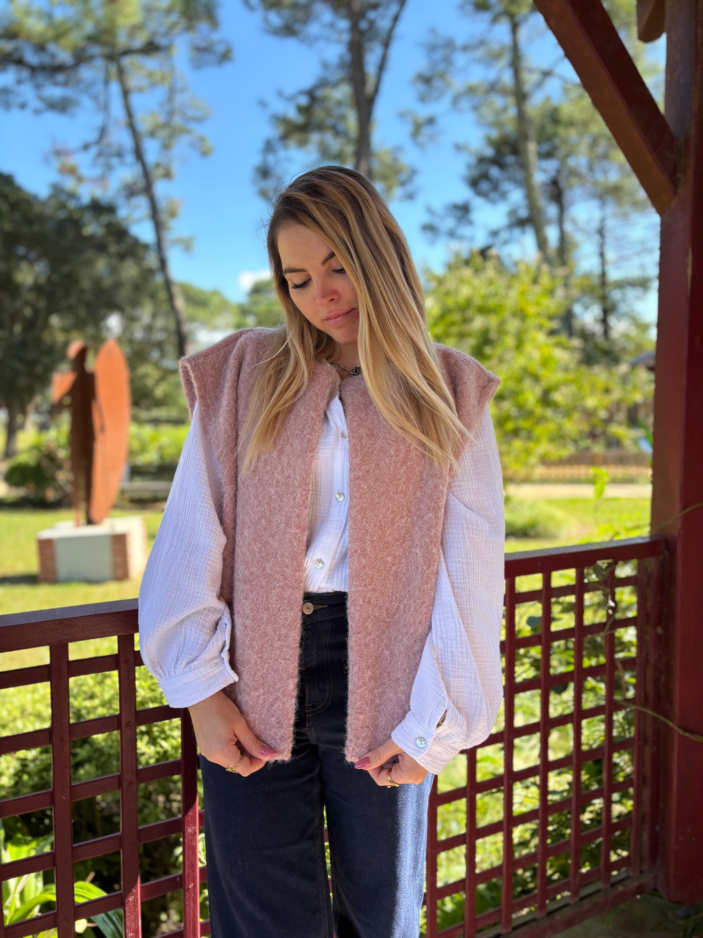Veste sans manches LILI Vieux Rose