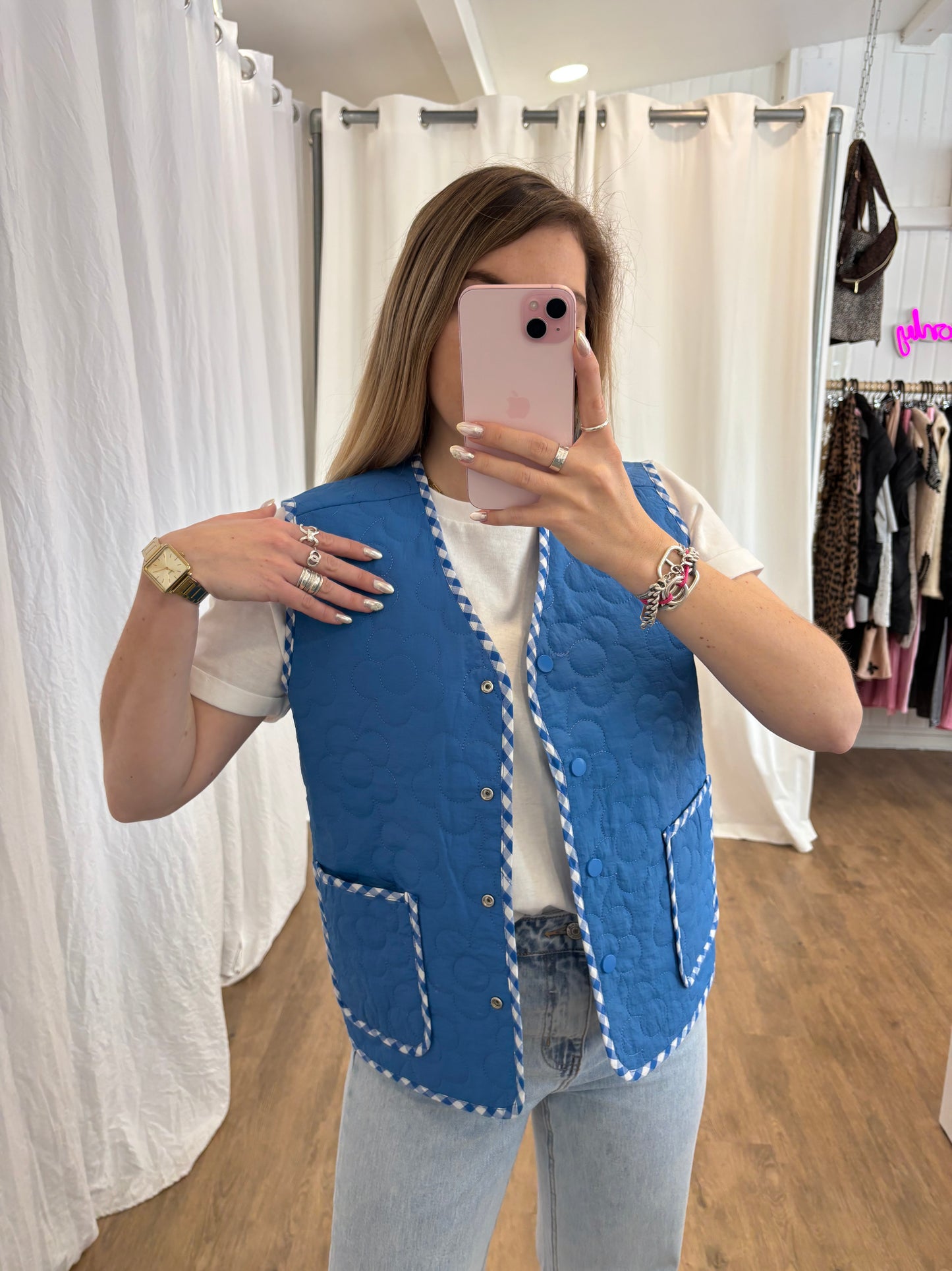 Veste sans manches LUCILE Bleu réversible