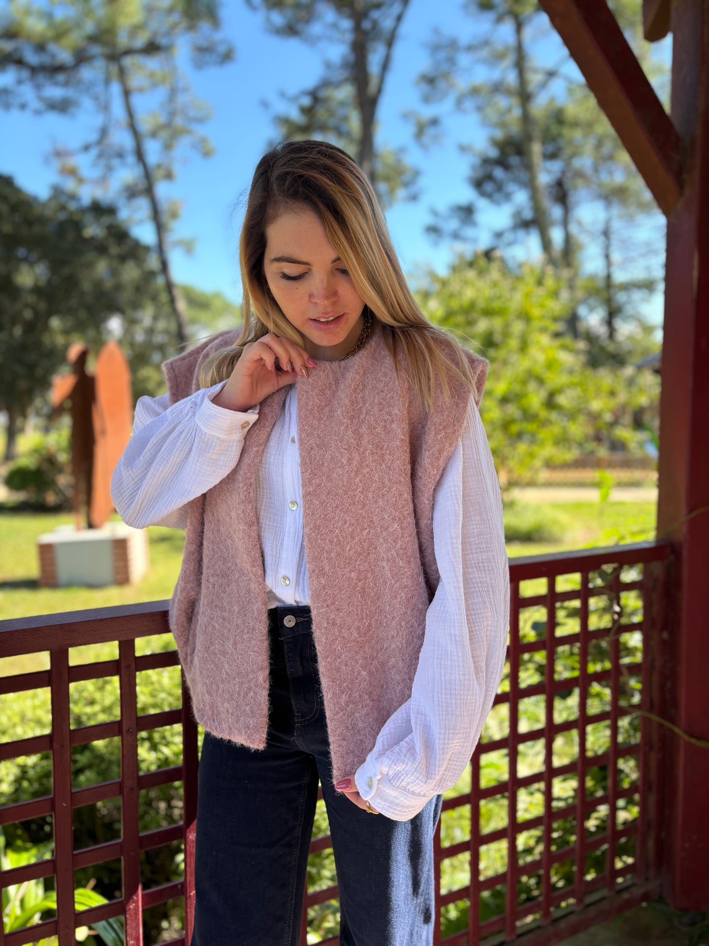 Veste sans manches LILI Vieux Rose