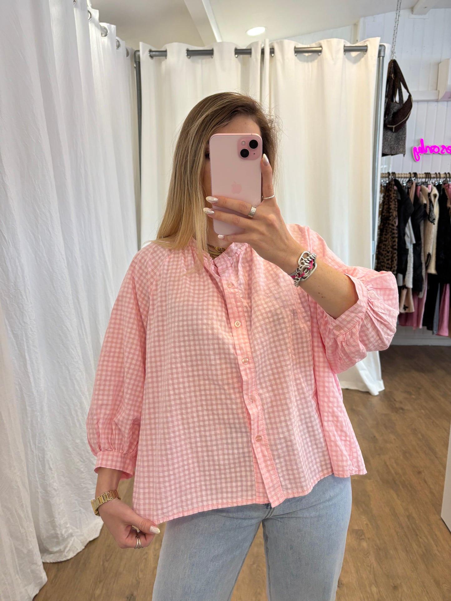 Chemise JOSEPHINE Vichy Rose clair