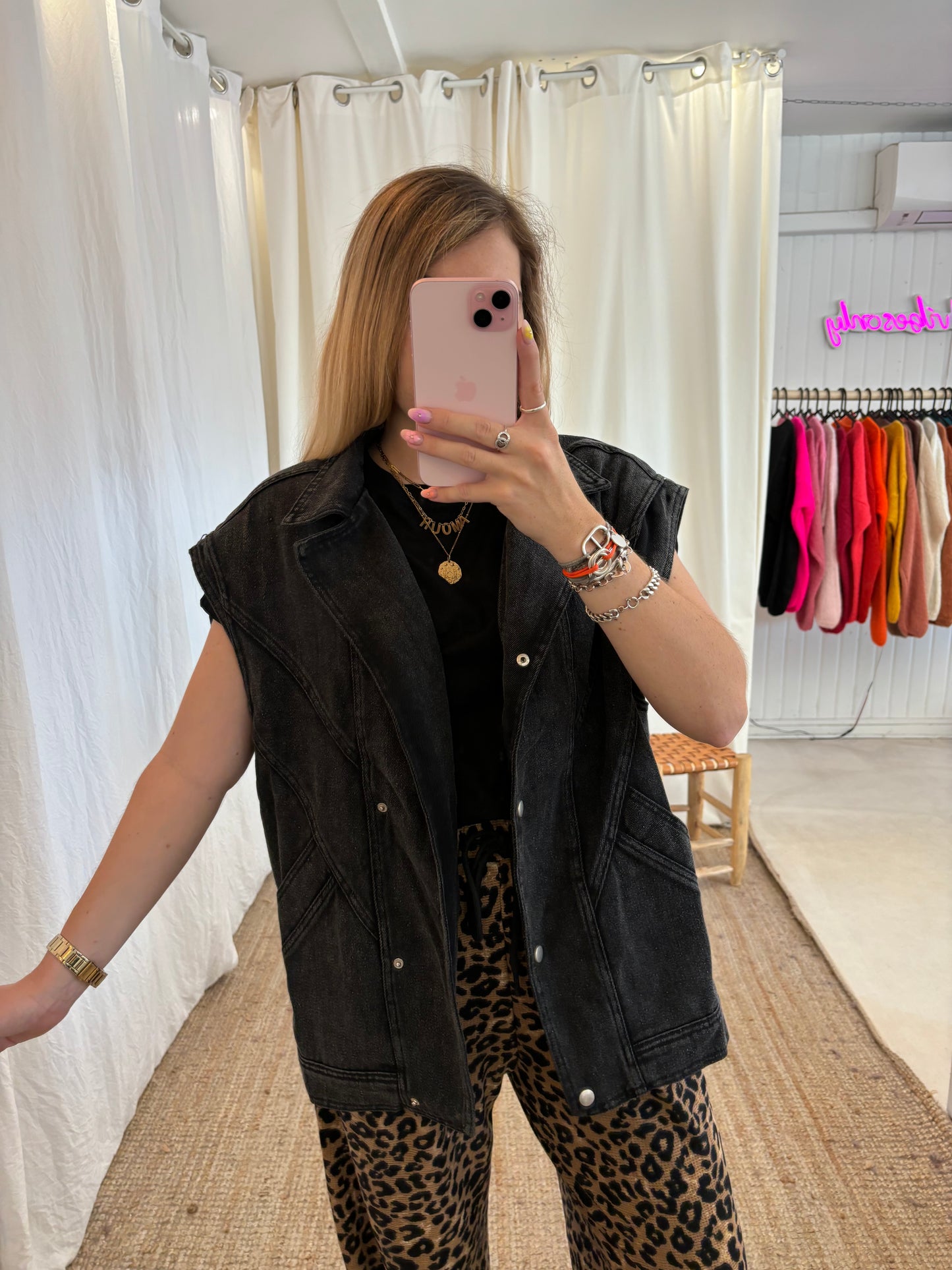 Veste oversize sans manches CAMILLE Noir