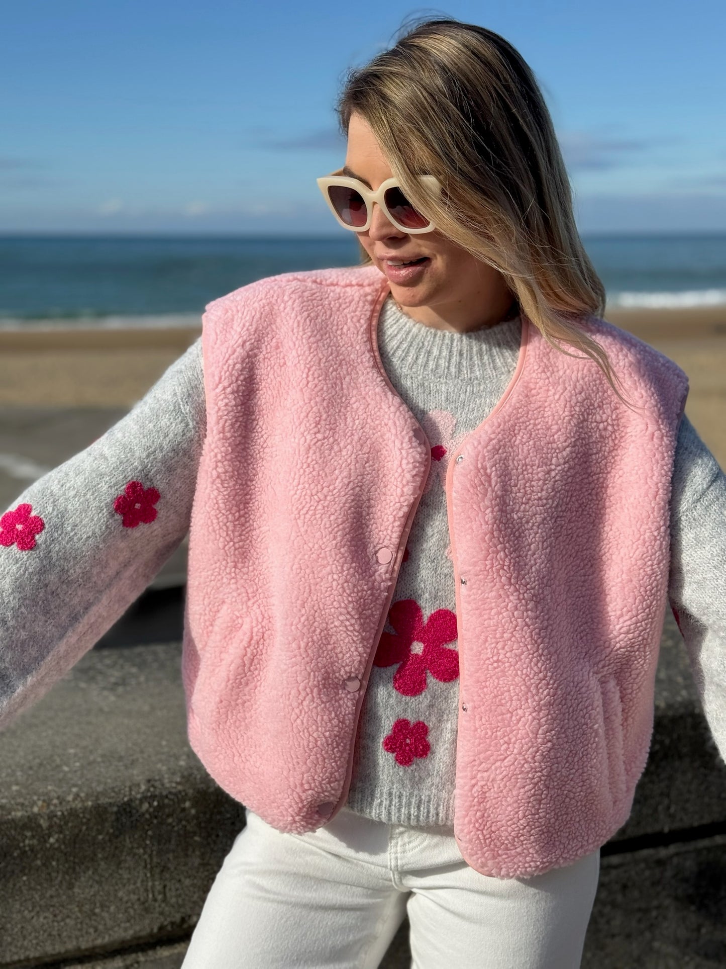 Veste sans manches ABY Rose clair