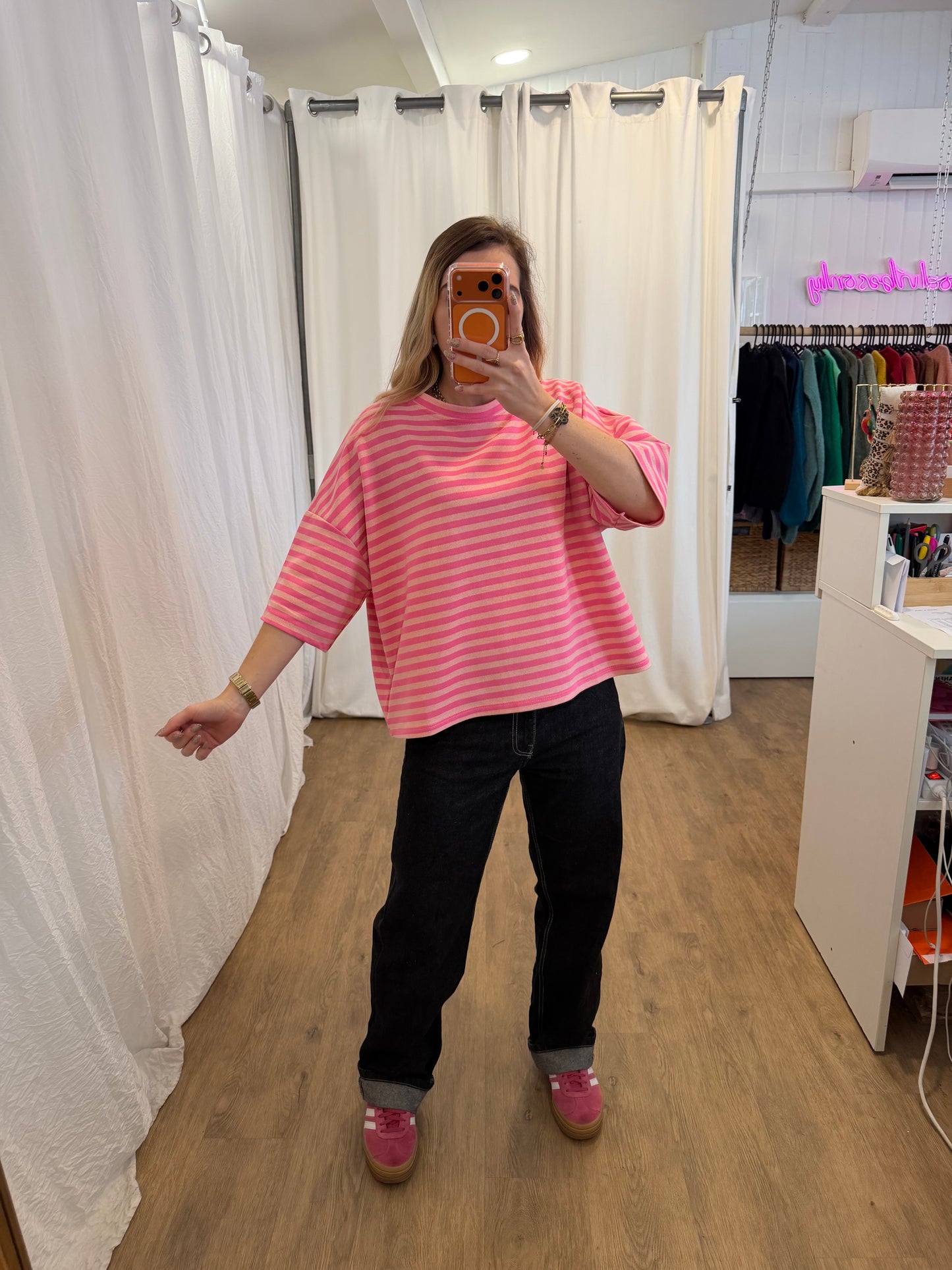 T-shirt LÉA marinière Rose + Rose