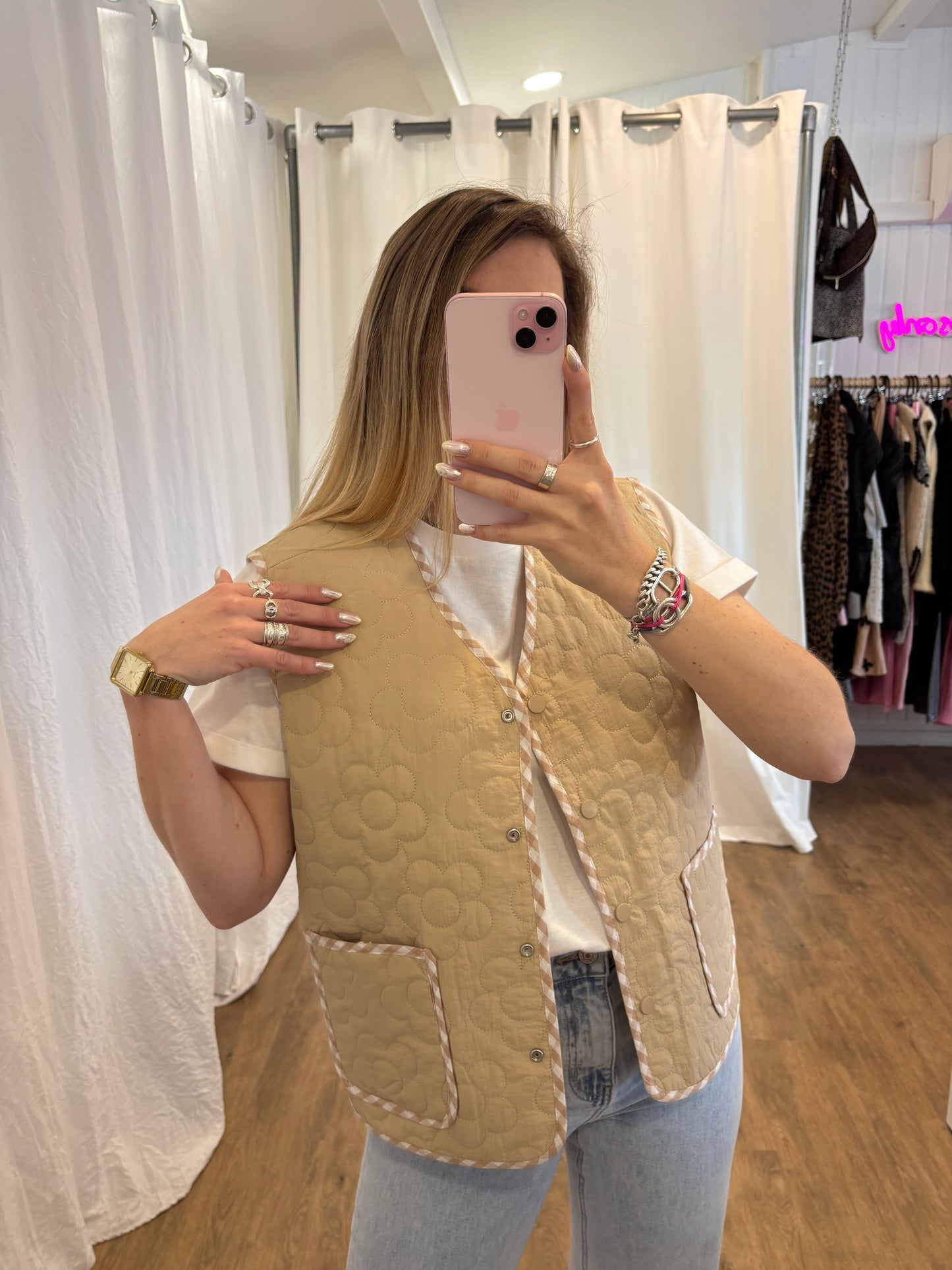 Veste sans manches LUCILE Beige réversible