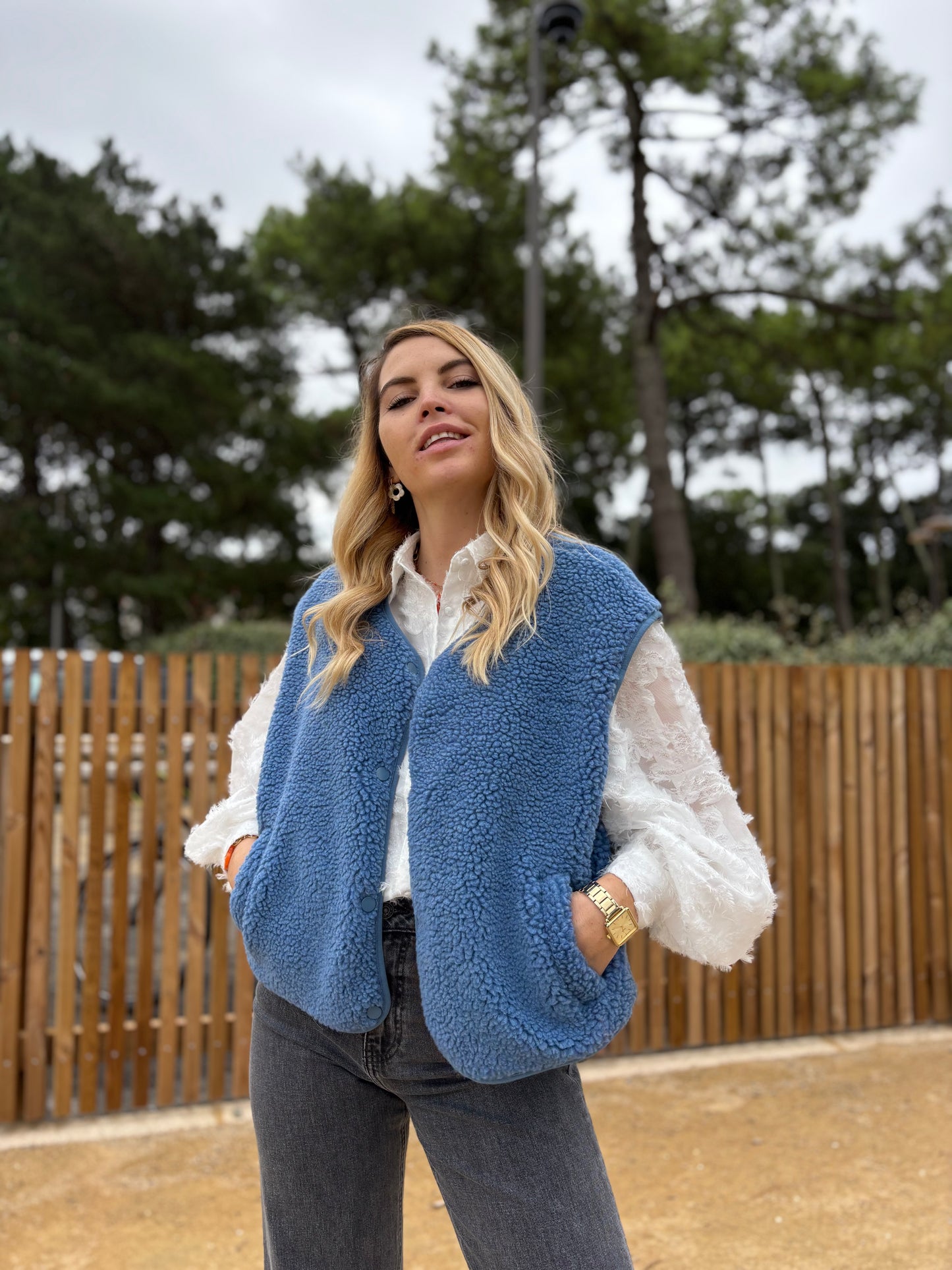Veste sans manches ABY Bleu jean