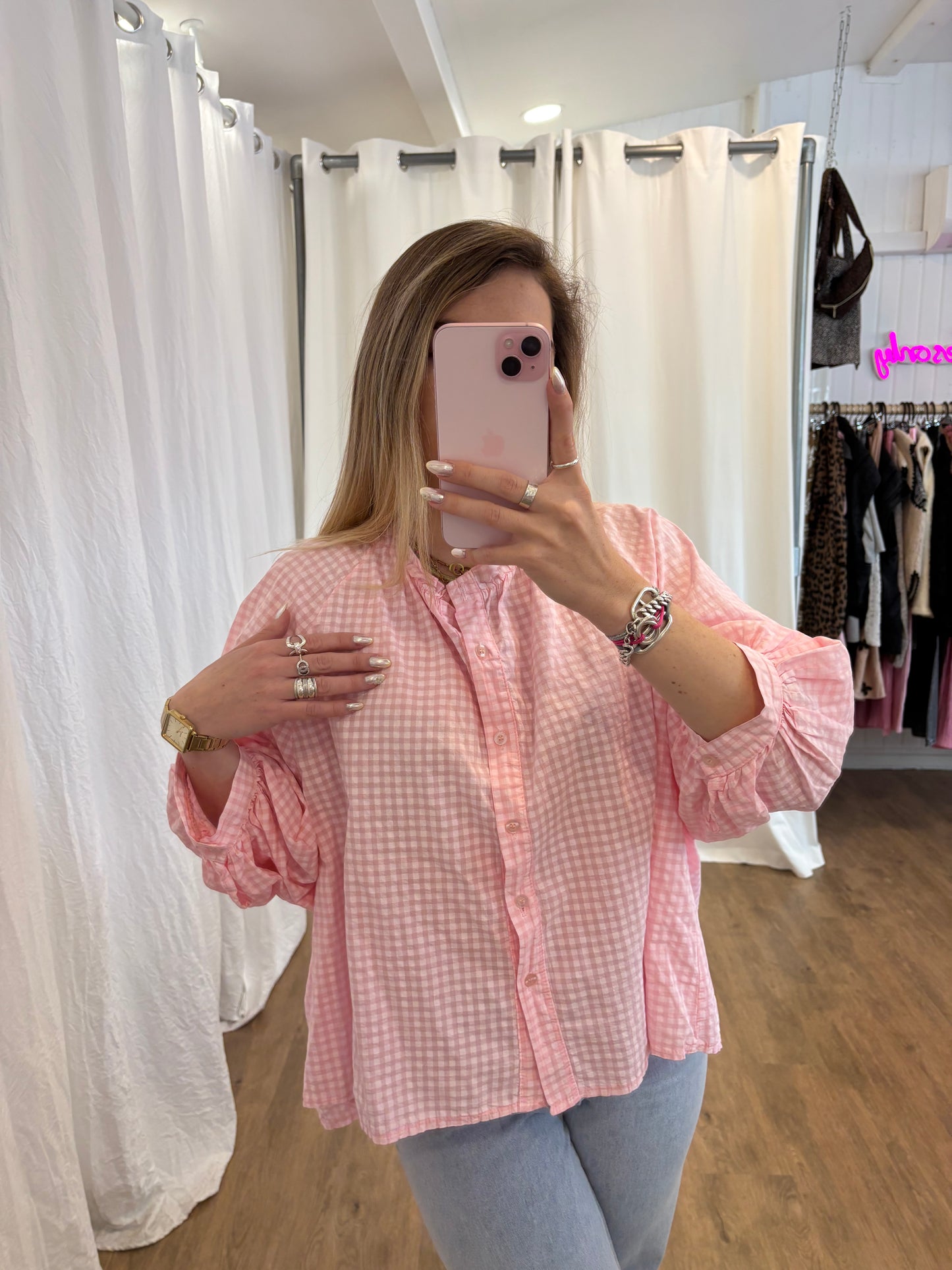 Chemise JOSEPHINE Vichy Rose clair