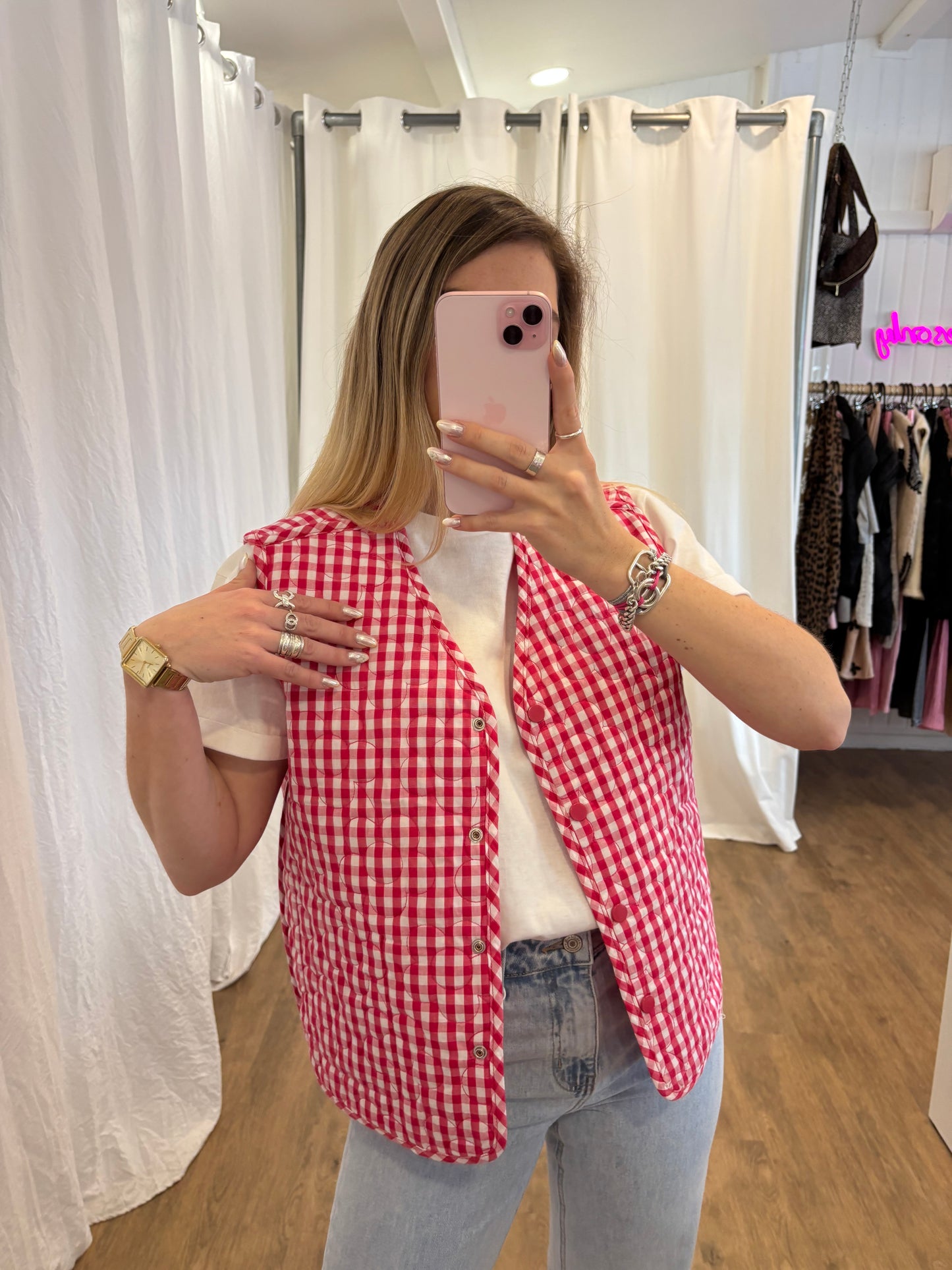 Veste sans manches LUCILE Framboise réversible