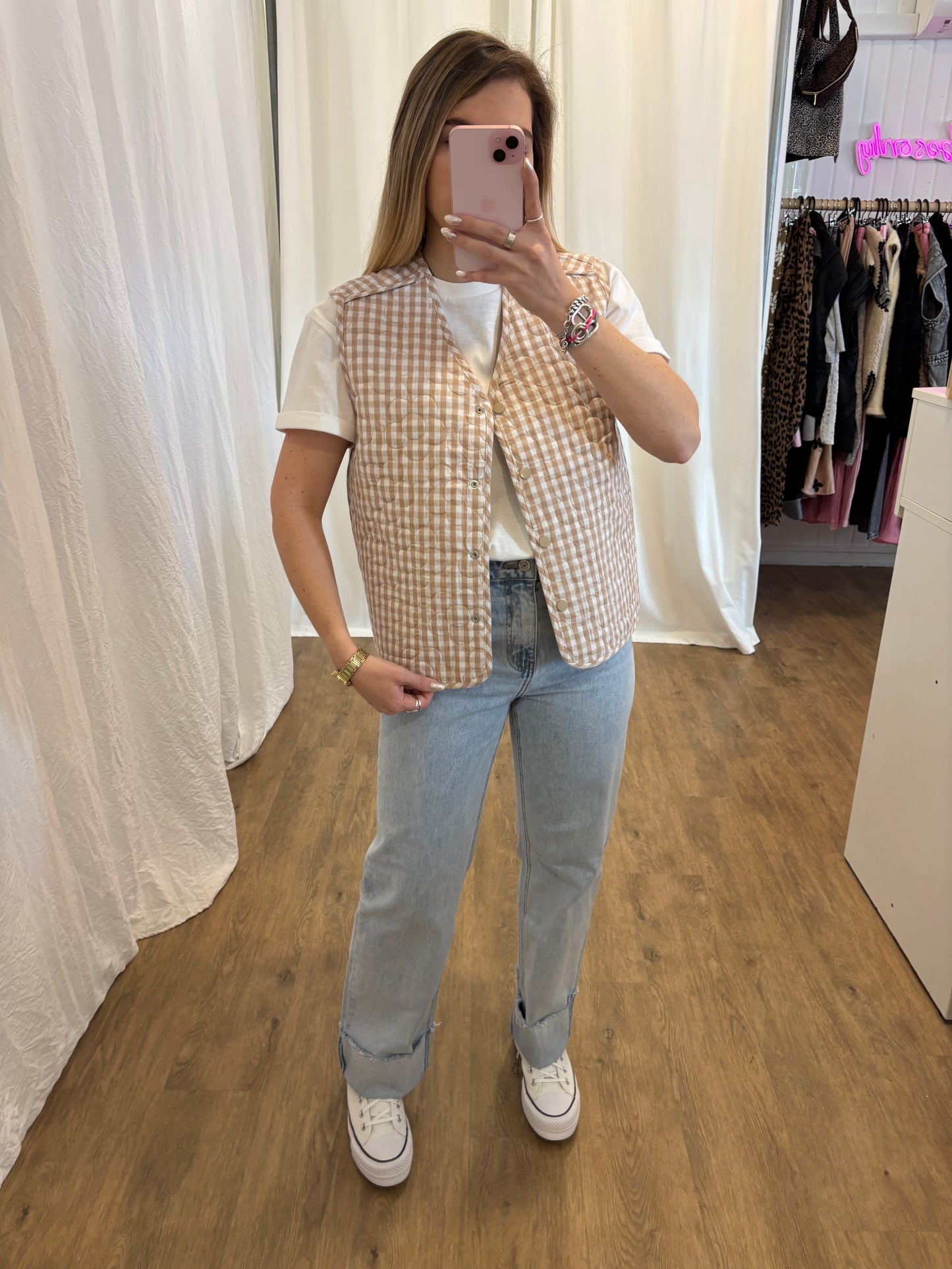 Veste sans manches LUCILE Beige réversible
