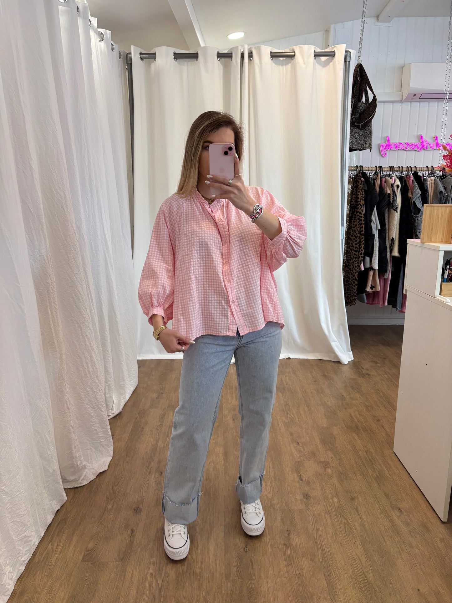 Chemise JOSEPHINE Vichy Rose clair