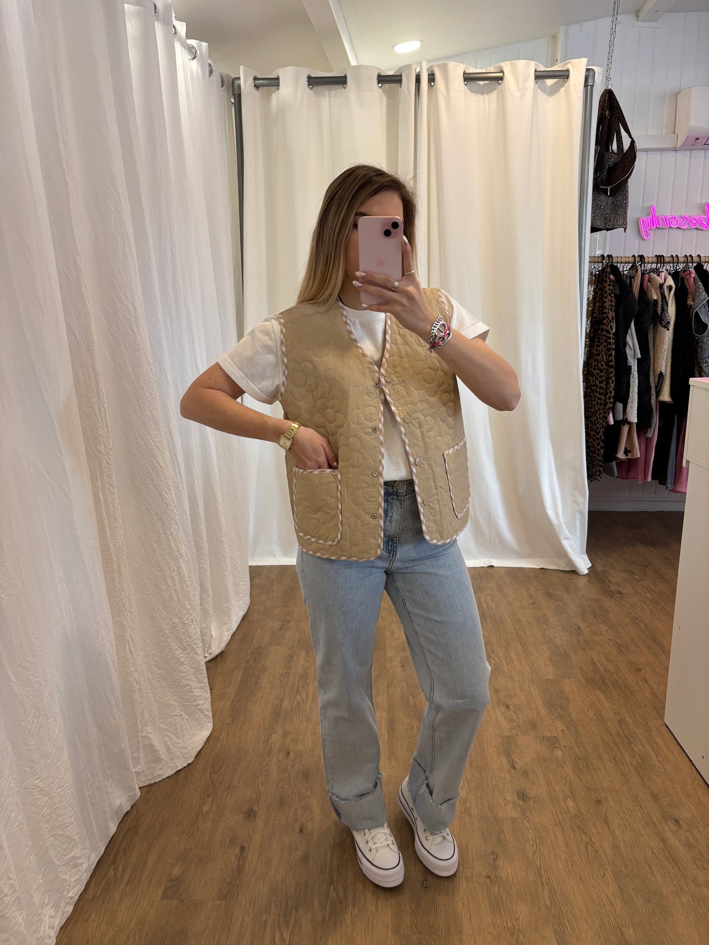 Veste sans manches LUCILE Beige réversible
