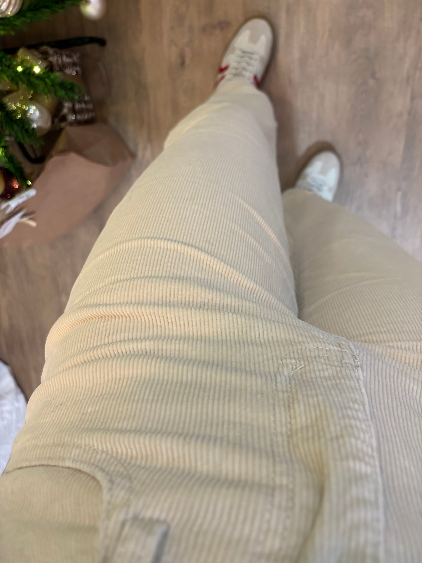 Pantalon SIMONE velours Écru