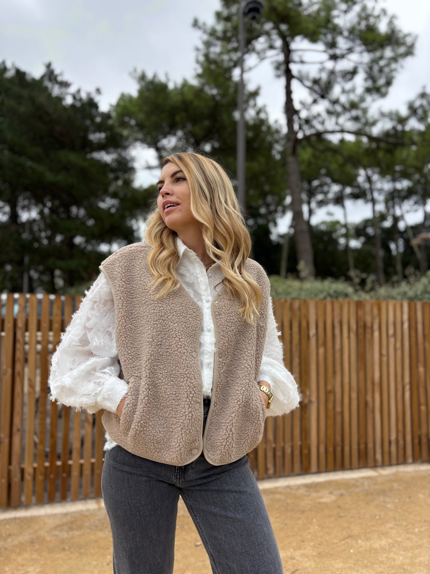 Veste sans manches ABY Taupe clair