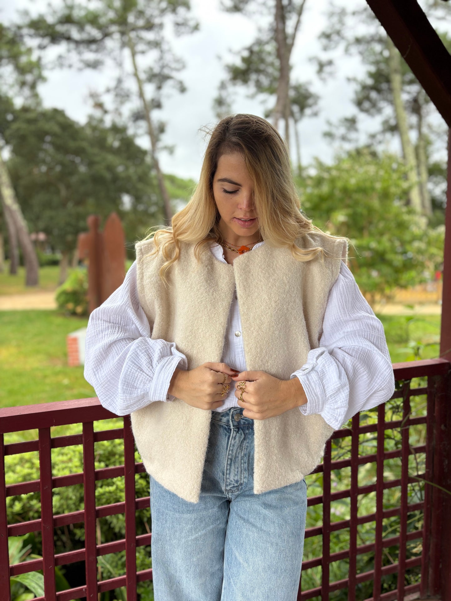 Veste sans manches LILI Écru