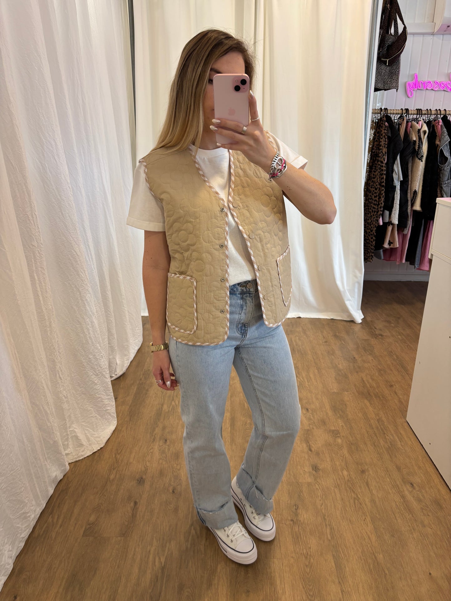 Veste sans manches LUCILE Beige réversible