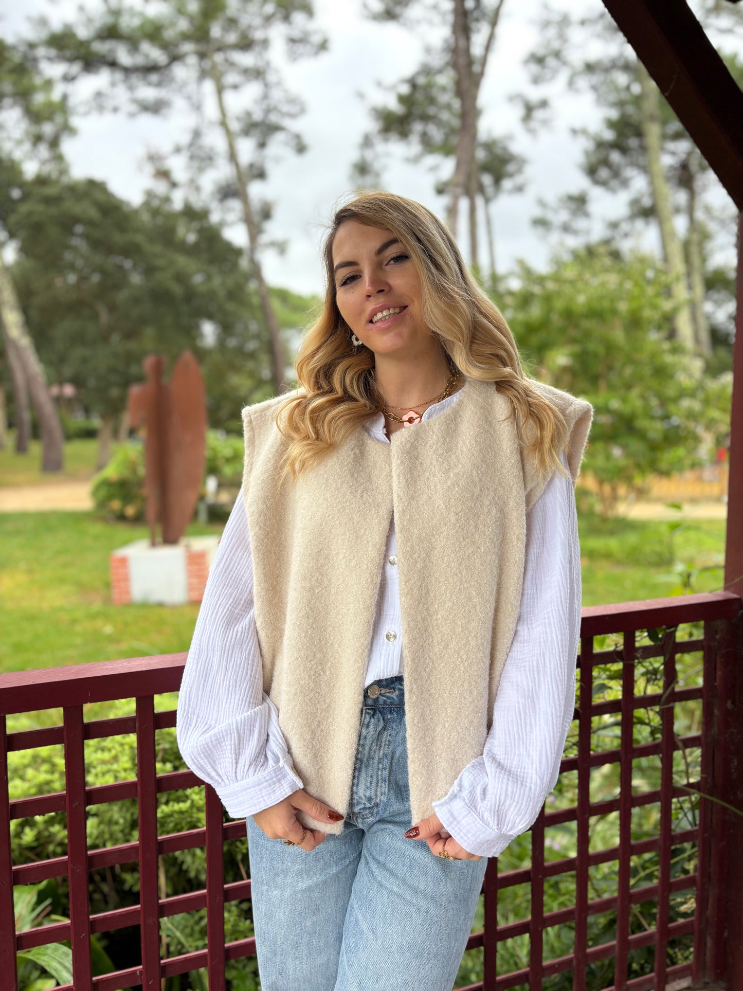 Veste sans manches LILI Écru