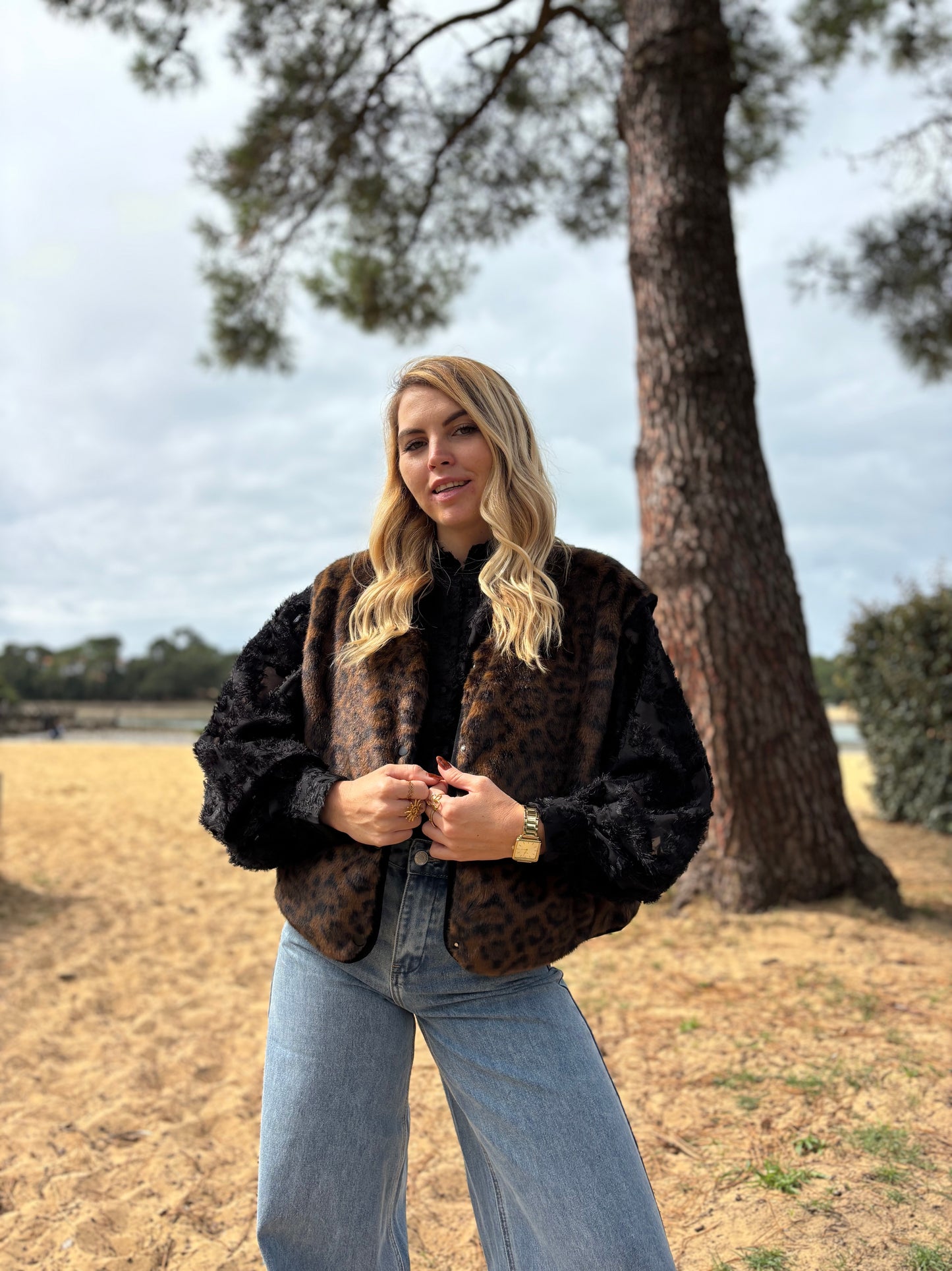 Veste sans manches MYO Léopard chocolat