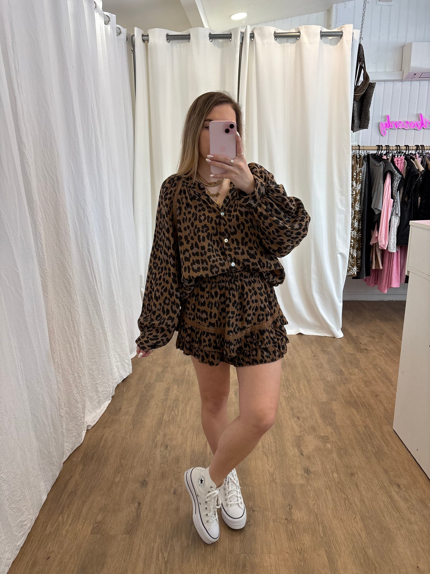Short LYA Léopard Camel