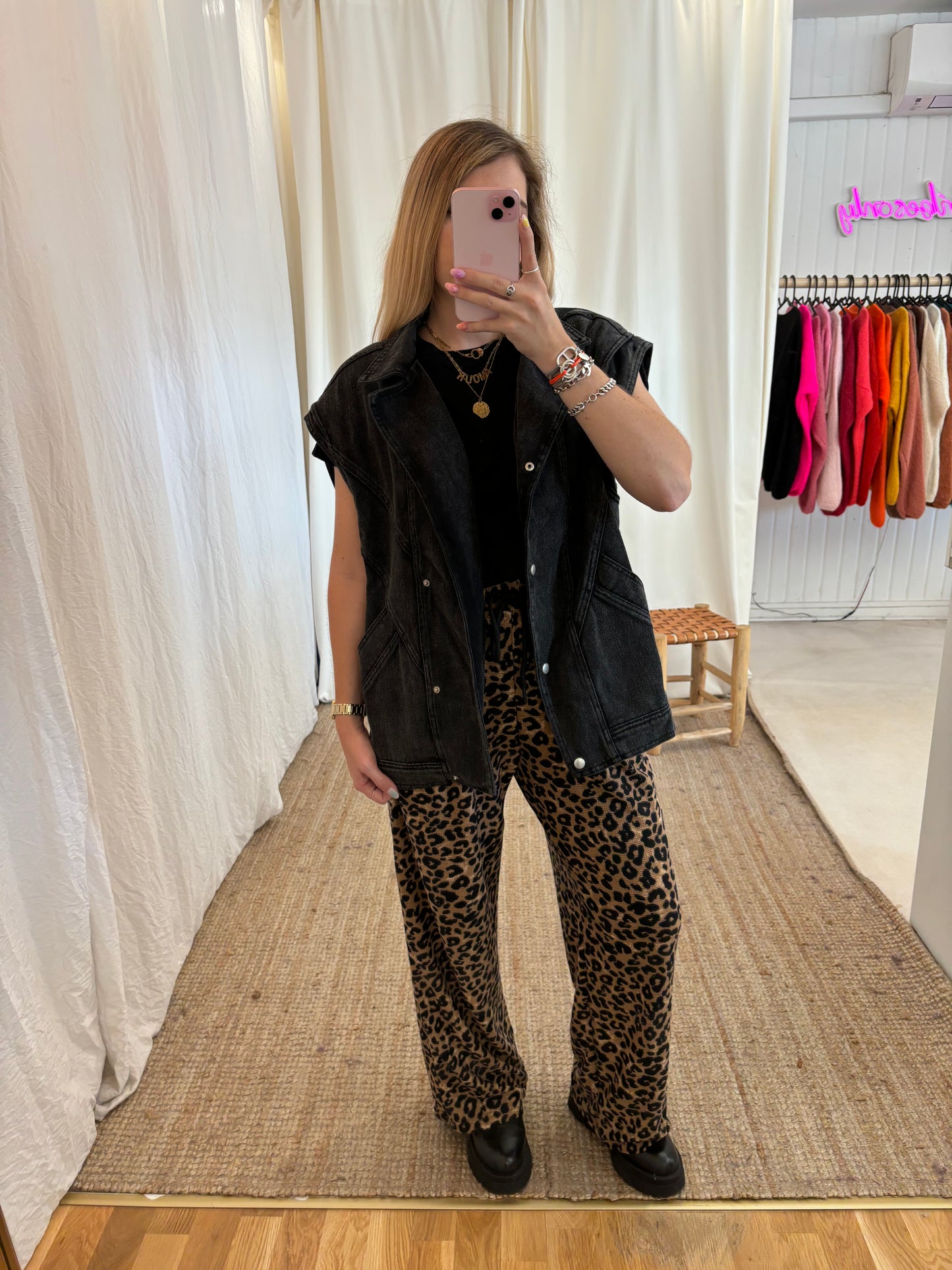 Veste oversize sans manches CAMILLE Noir