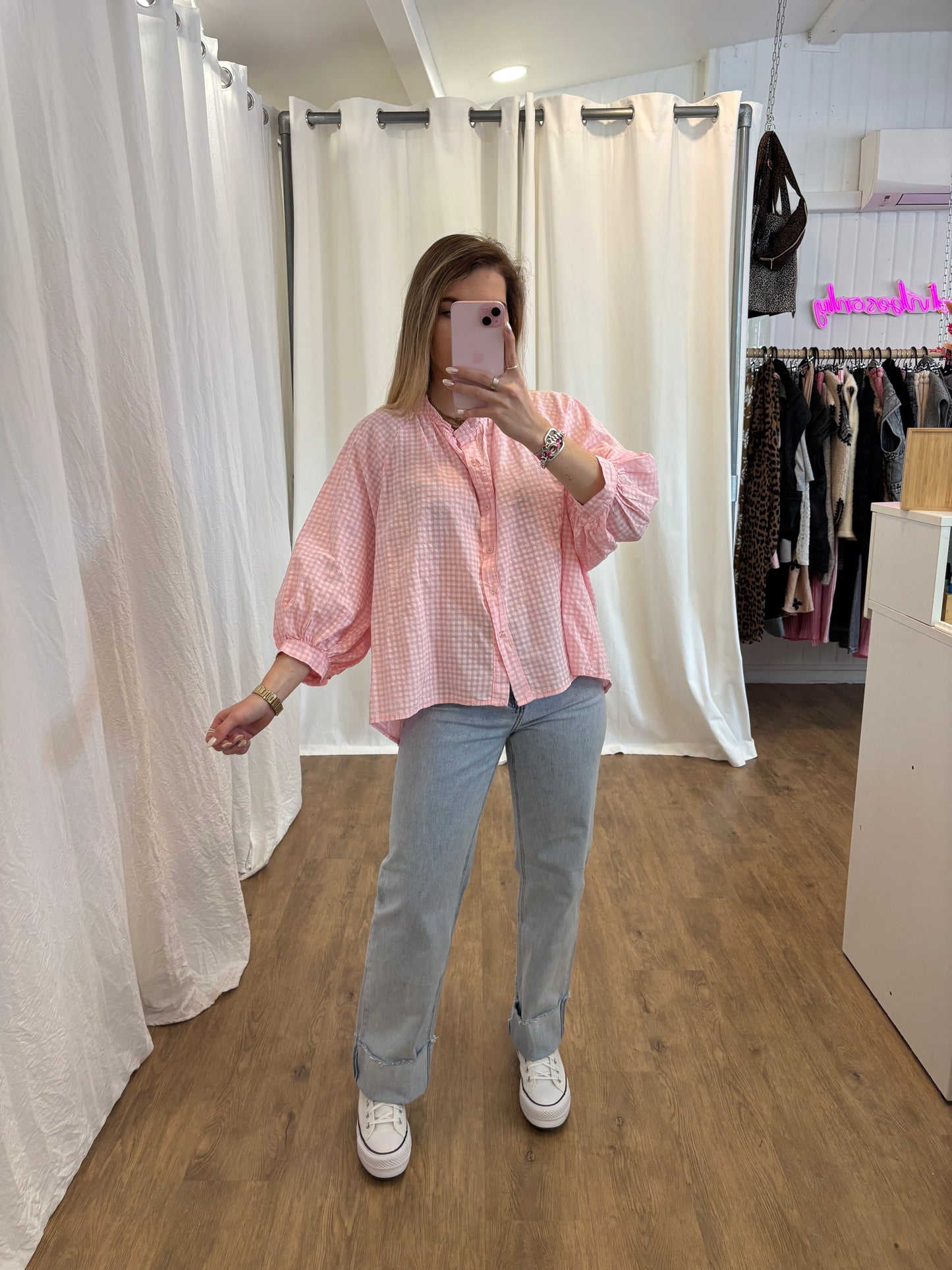 Chemise JOSEPHINE Vichy Rose clair