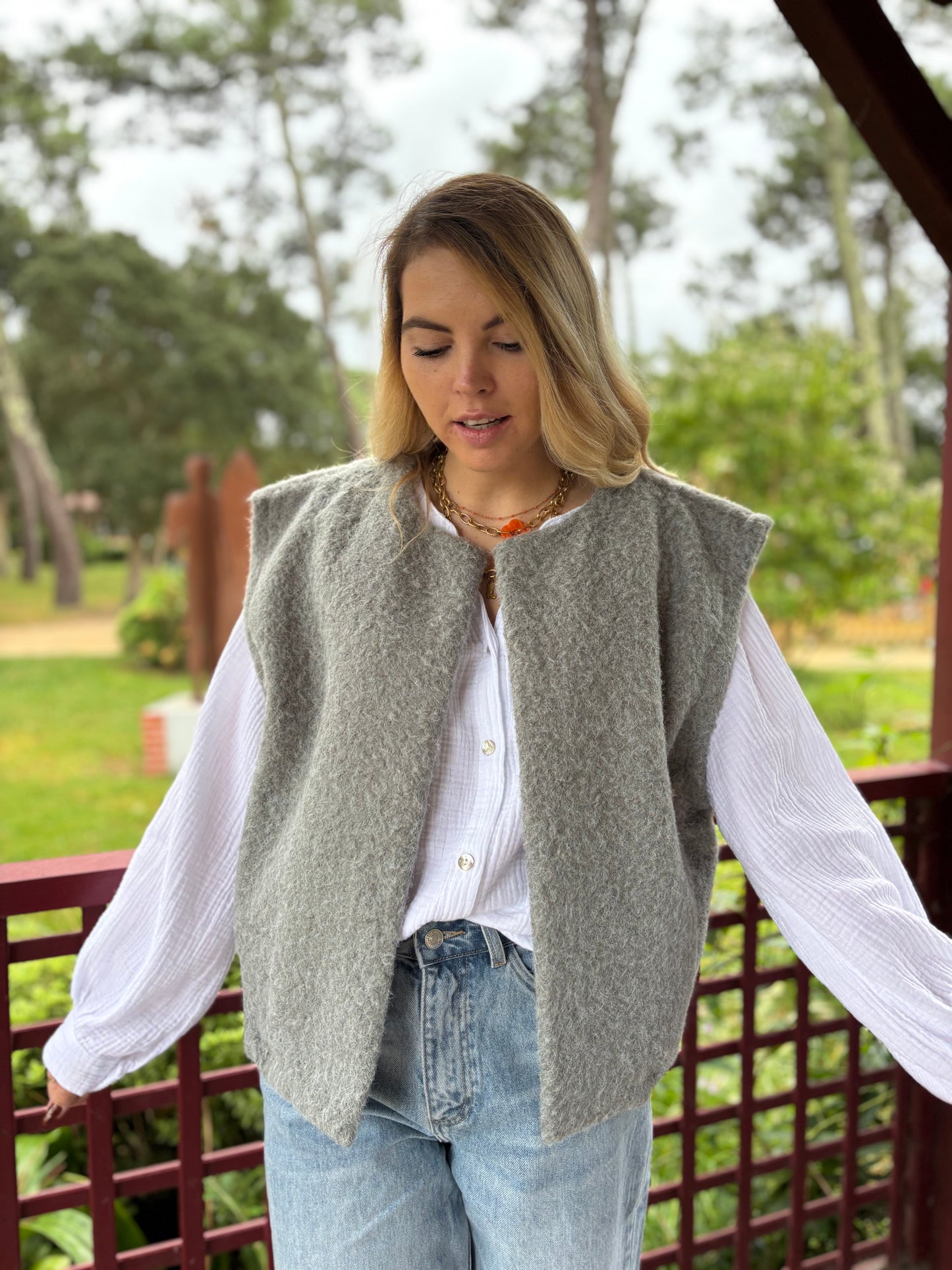 Veste sans manches LILI Gris clair