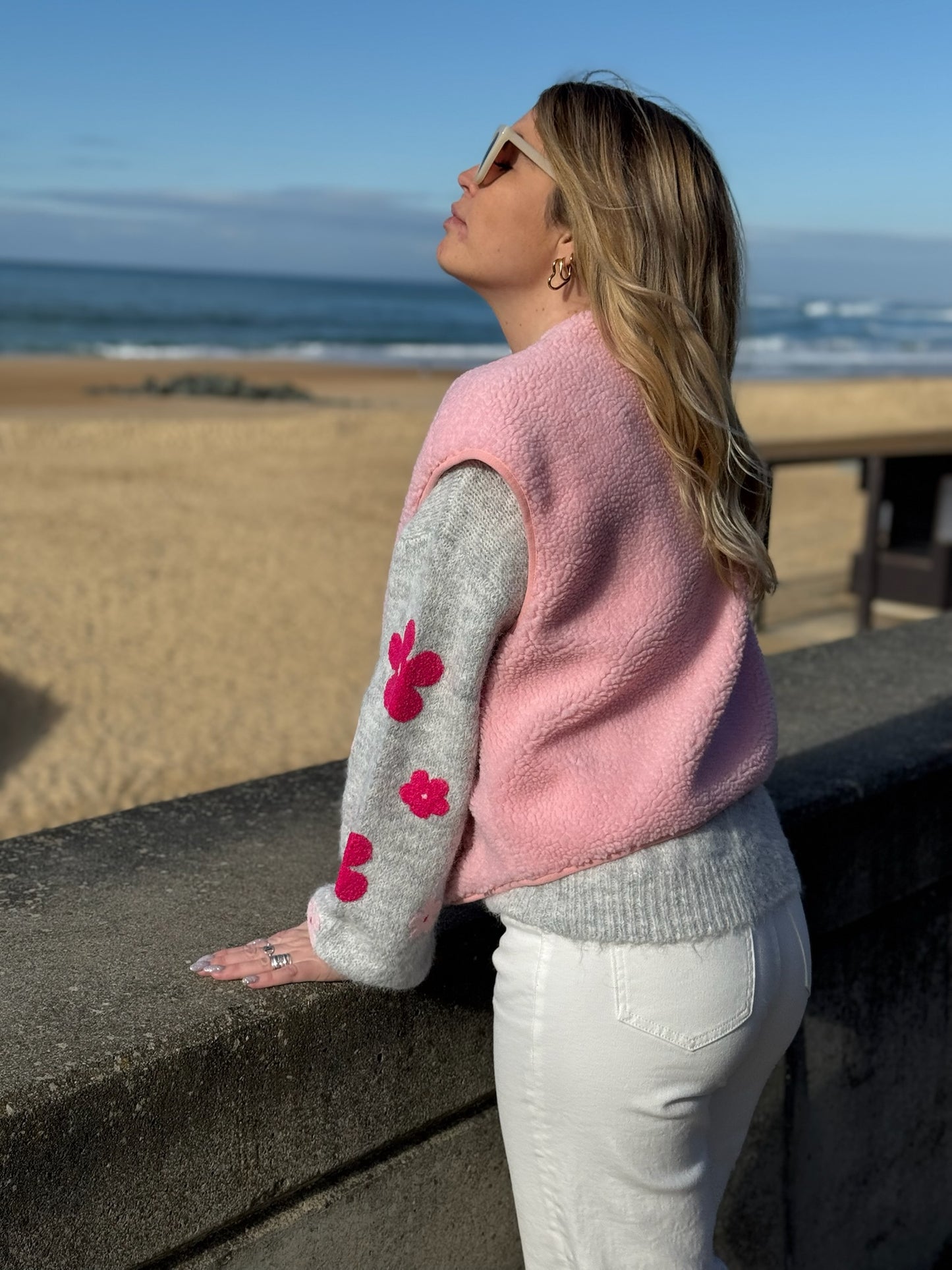 Veste sans manches ABY Rose clair