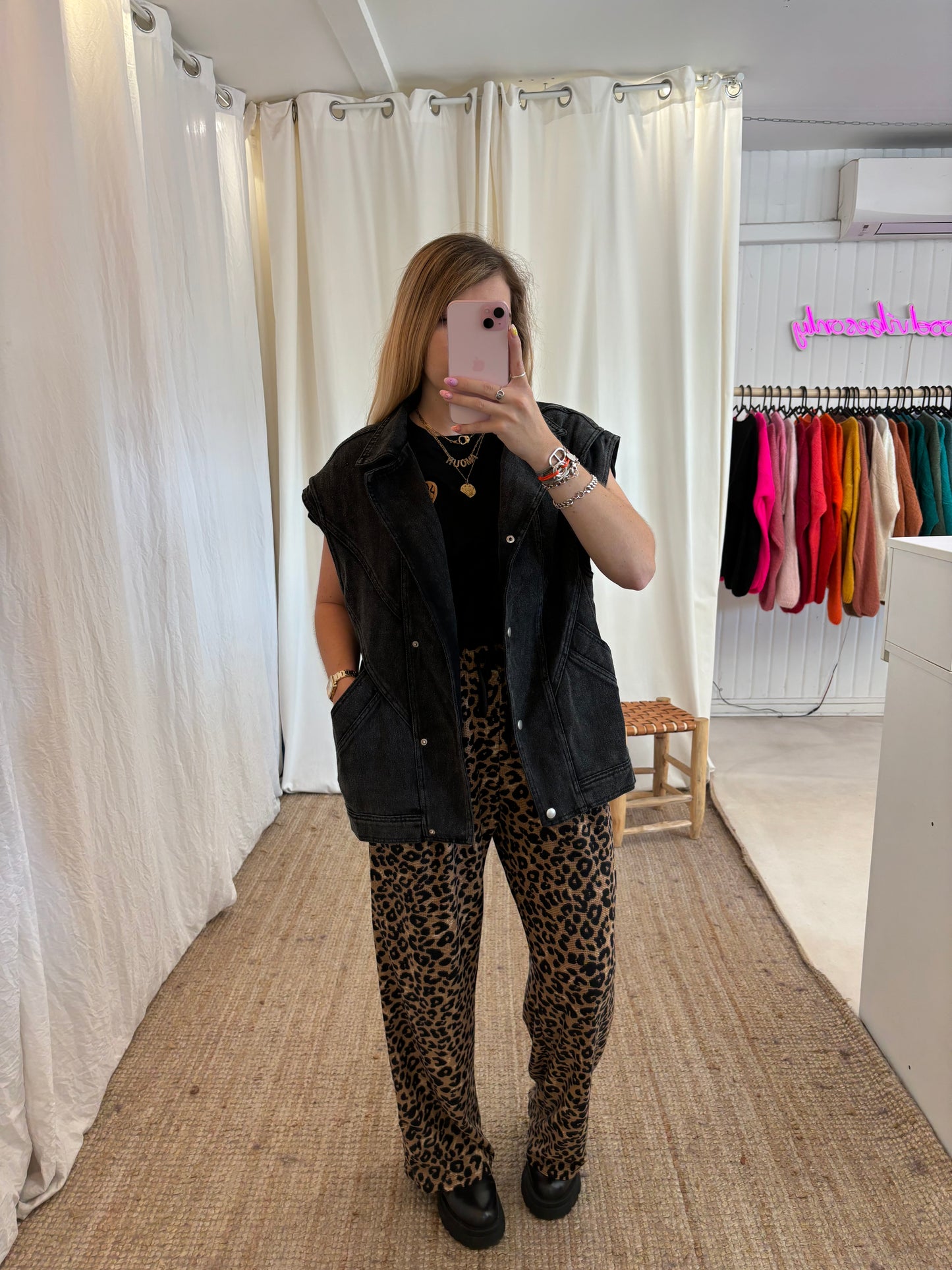 Veste oversize sans manches CAMILLE Noir