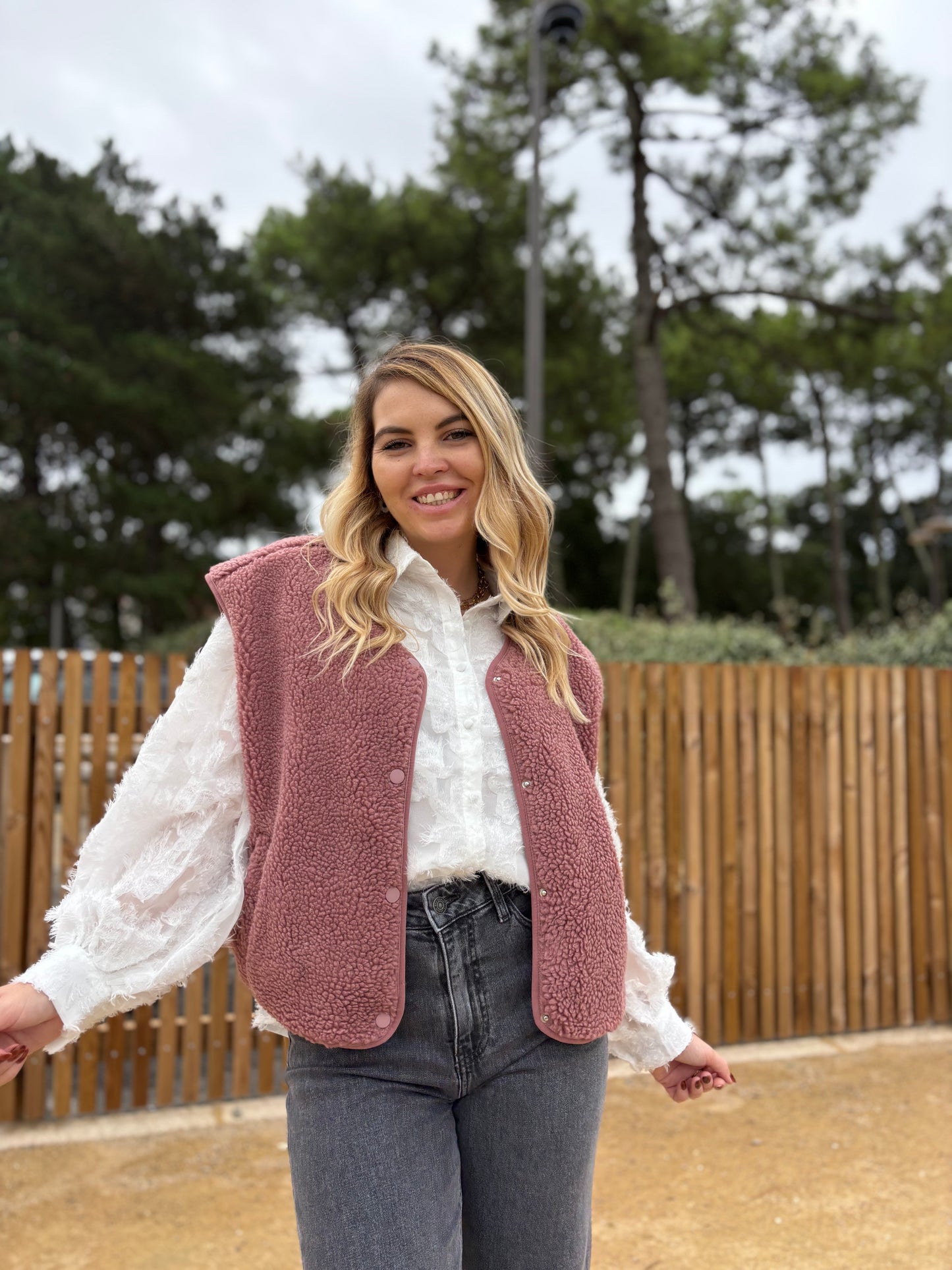 Veste sans manches ABY Rose foncé