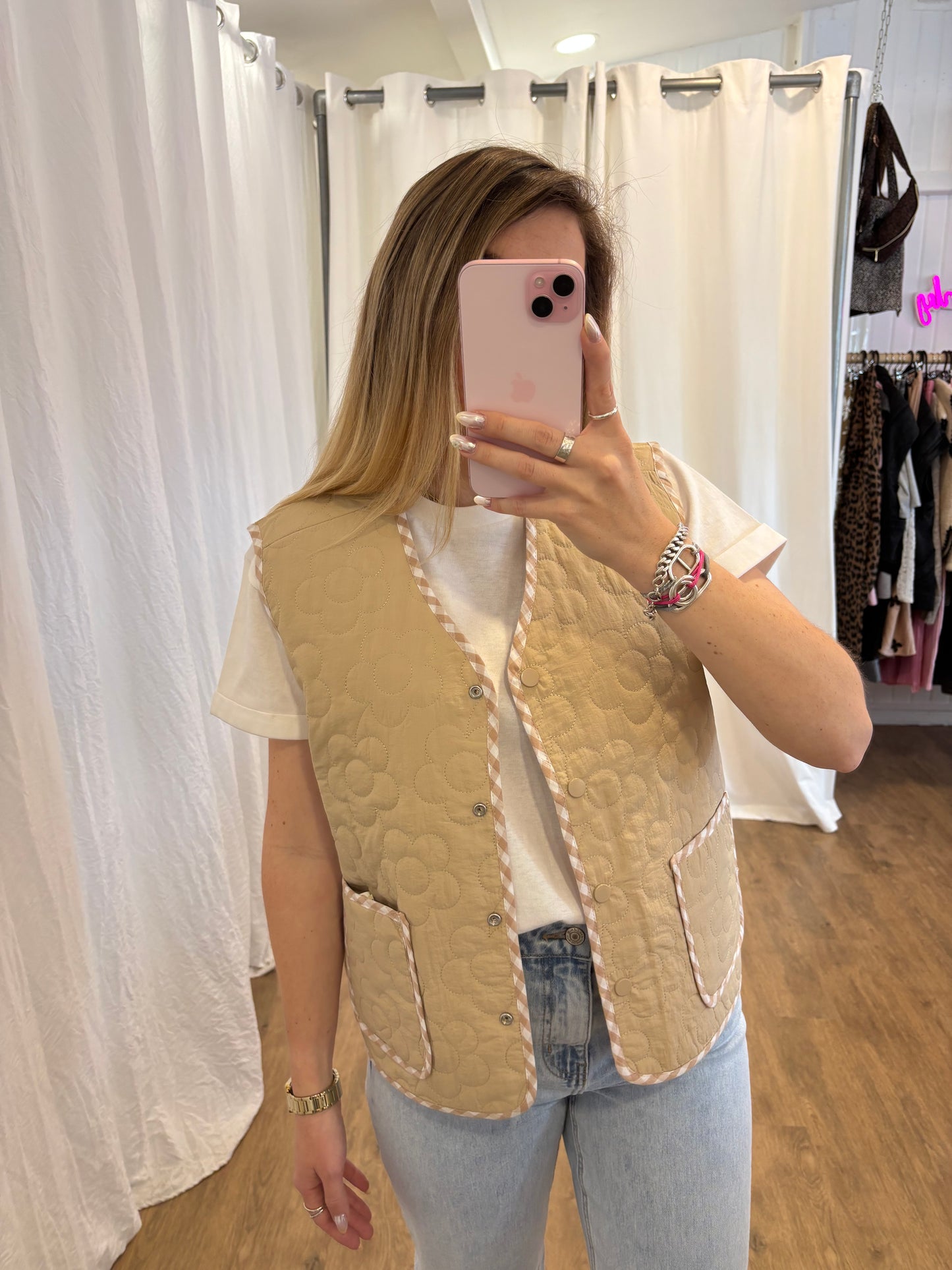 Veste sans manches LUCILE Beige réversible