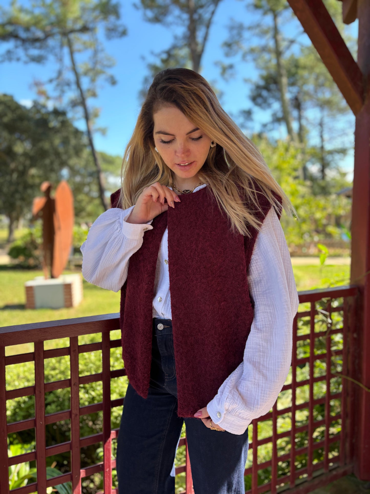 Veste sans manches LILI Bordeaux