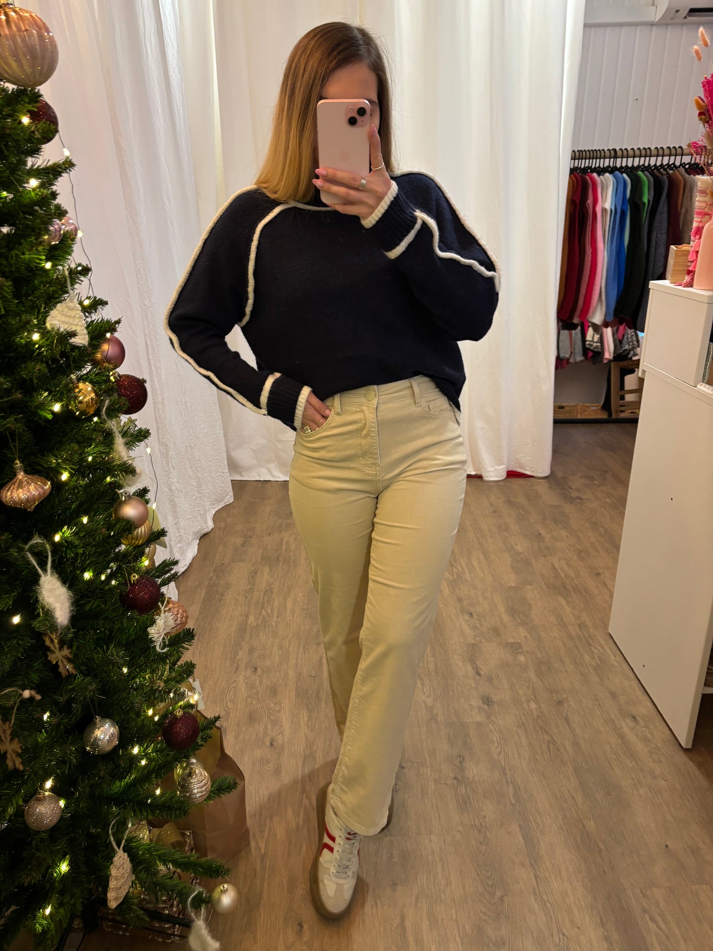 Pantalon SIMONE velours Écru