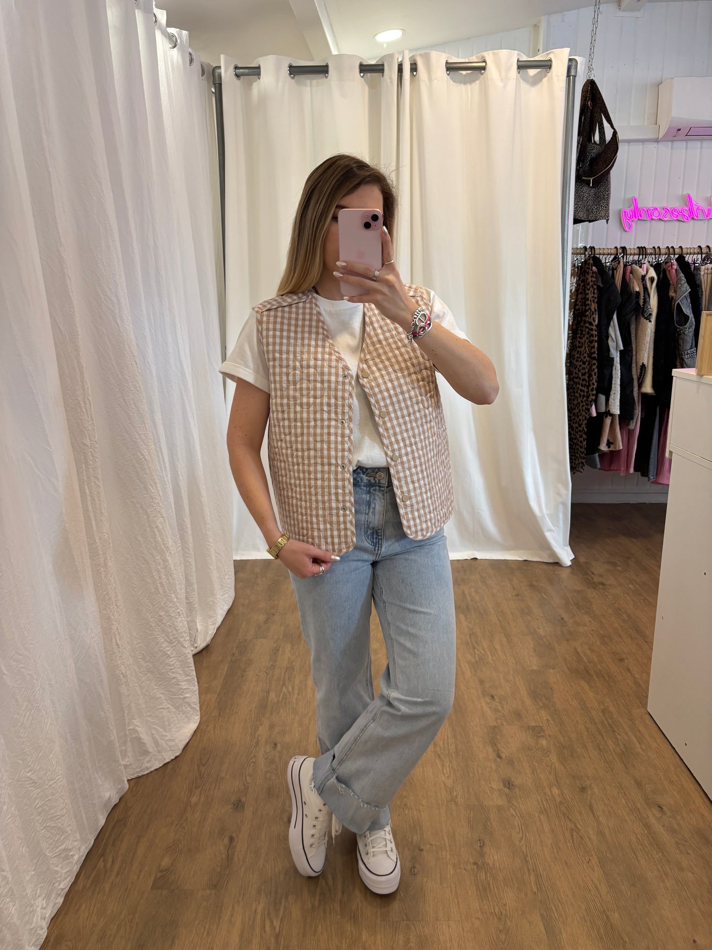 Veste sans manches LUCILE Beige réversible